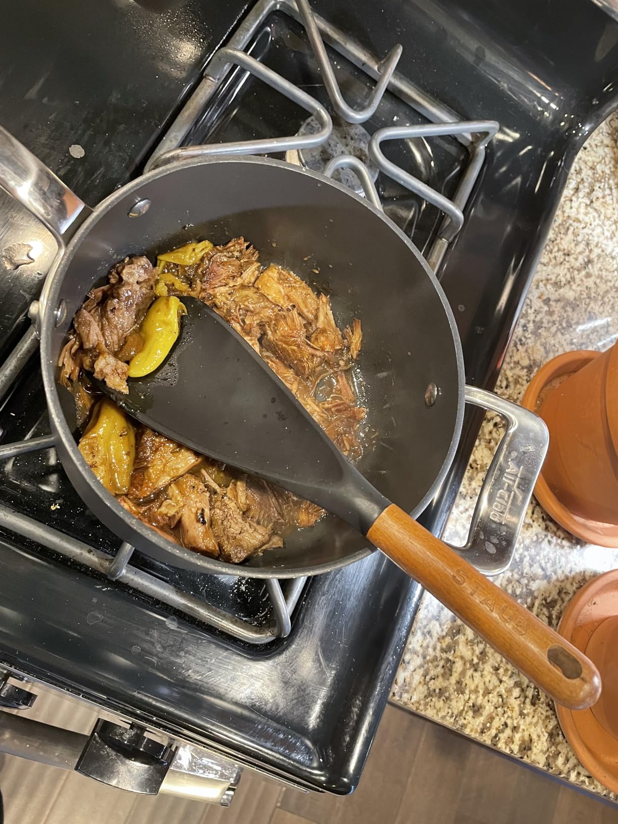 STAUB Rice Spoon, Perfect for Keeping Rice Fluffy While Scooping and Serving, Durable BPA-Free Matte Black Silicone, Acacia Wood Handles customer photo 2