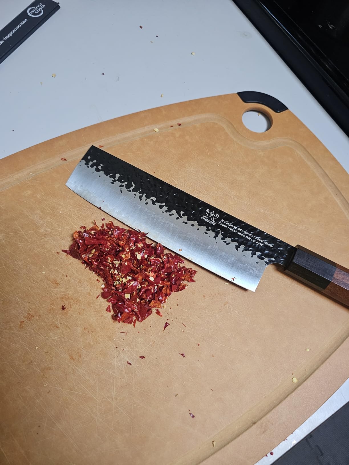 FAMCÜTE 7 Inch Japanese Nakiri Knife, Hand Forged 5 Layers High Carbon 9CR18MOV Steel Rosewood Handle Chef Knife customer photo 1
