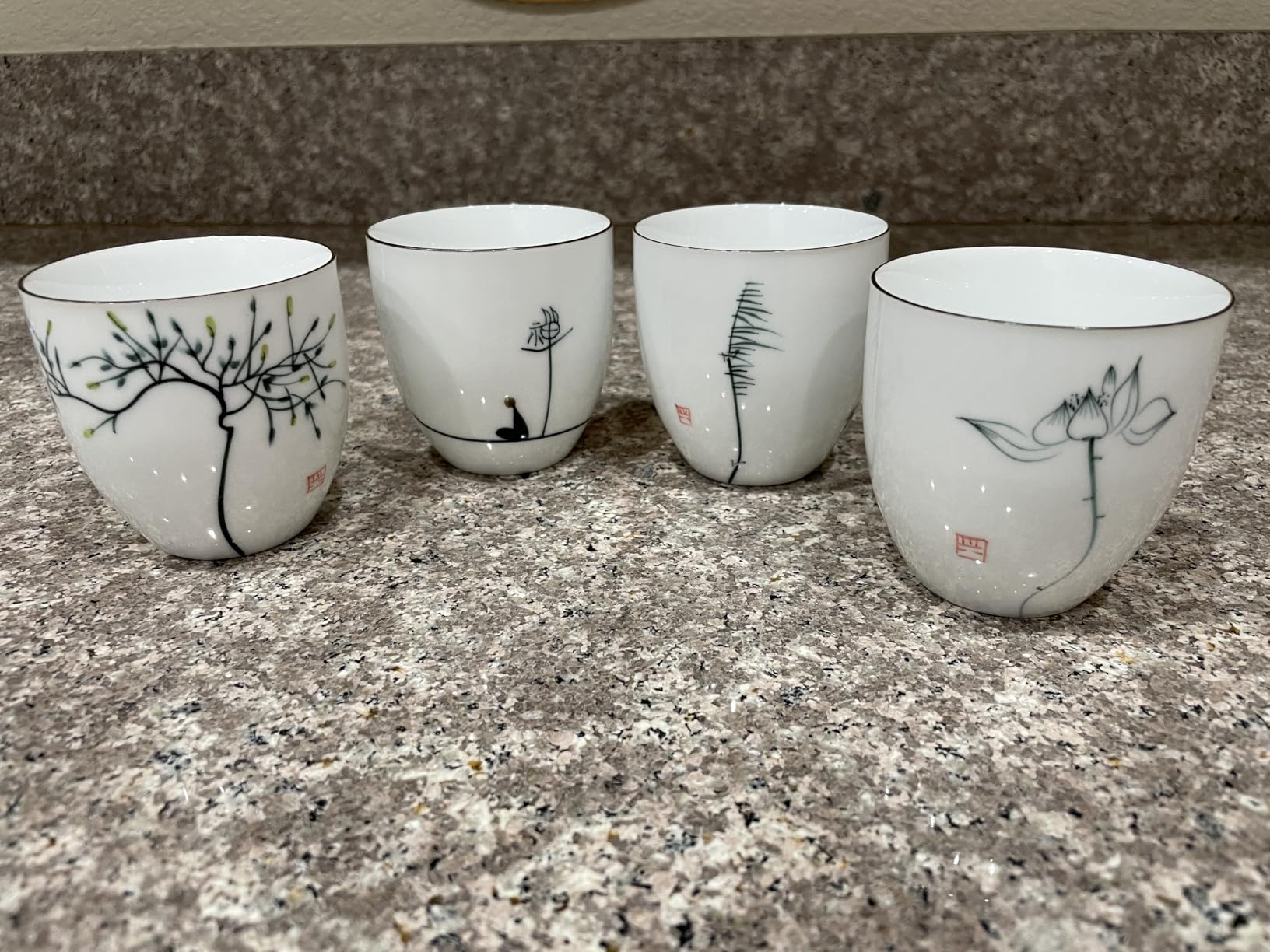 I-MART 4 Pcs Japanese Tea Cup Set, Chinese Style Ceramic Kung Fu Cups for Matcha, 5 oz Small Asian Tea Set, Traditional White Porcelain Cup Gift for Home or Office customer photo 2