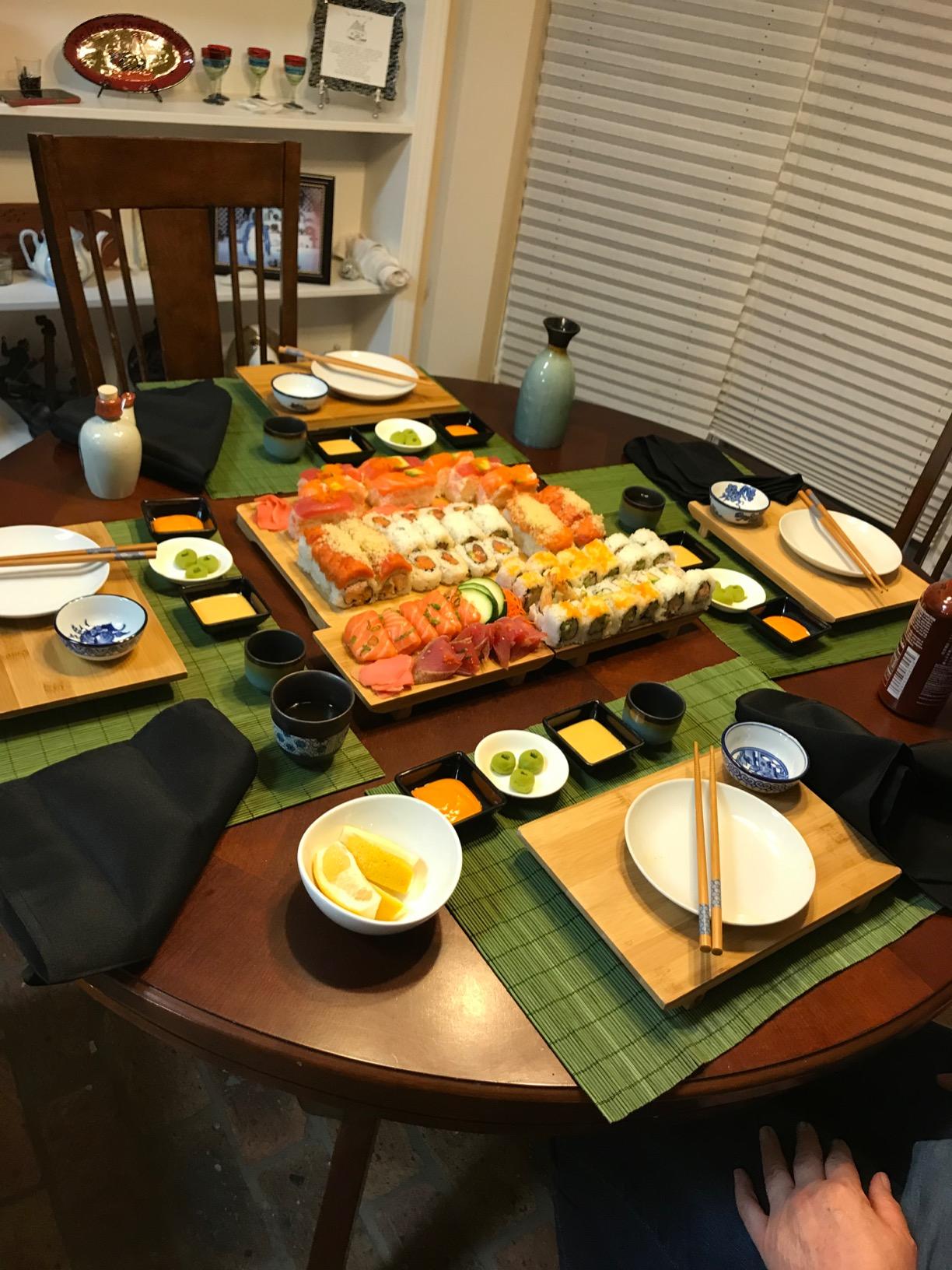 TJ Global Set of 2 Sashimi Sushi Bamboo Serving Geta Plates - Japanese Style Tableware Bamboo Sushi Board Cutting Tray (L9.4 x W5.9) customer photo 1