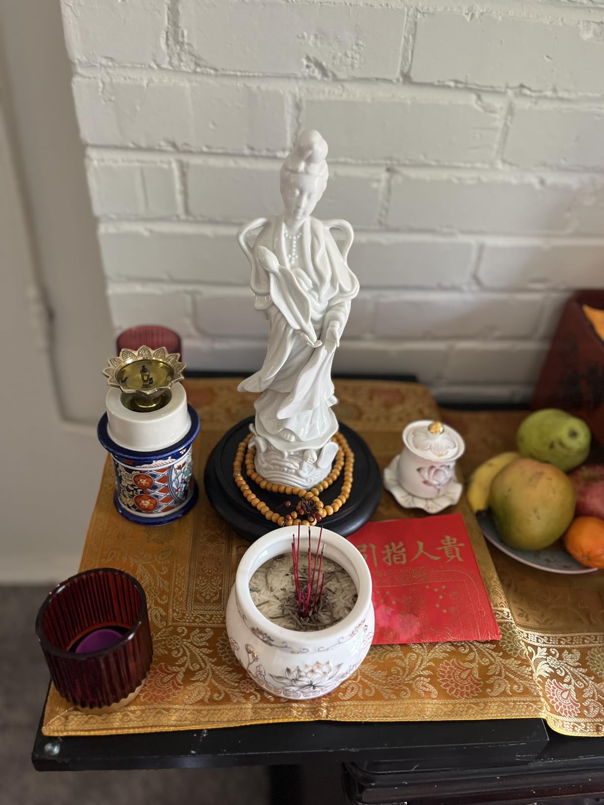 Traditional Silk Table Runner Rectangular Decorative Silk Table Cloth Ethic Floral Designed Center Table Cover Mat 60 X 18 Inches (Blue) customer photo 1