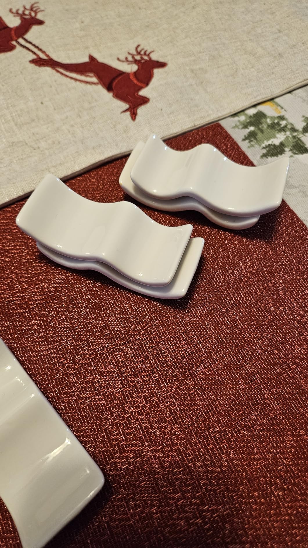 Ceramic Chopsticks Rest Rack Set of 6pcs,Chinese Style Dinner Spoon Stand Knife Fork Holder Porcelain Chopsticks Stand customer photo 1