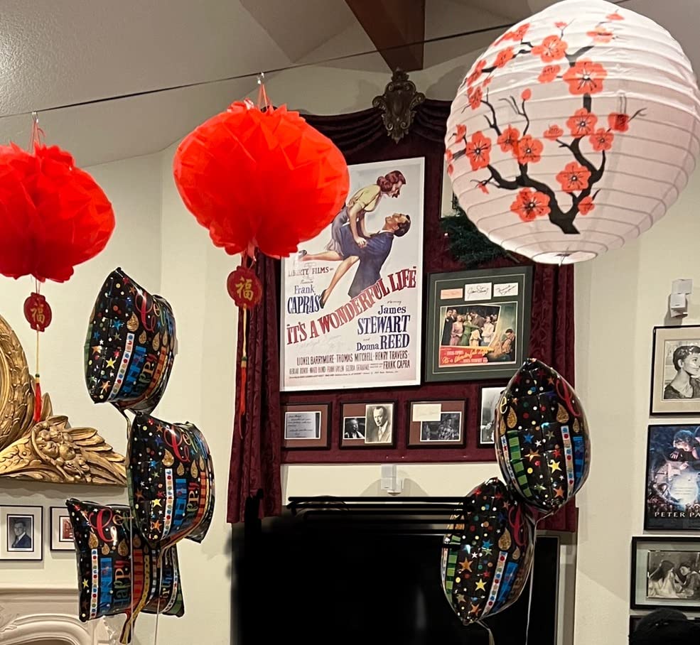 Blulu 6 Pack Chinese Japanese Paper Lantern Red Cherry Blossom Paper Lantern for Chinese Oriental Style Restaurant Home Wedding Party Decoration, 11.8 x 11 Inch customer photo 1