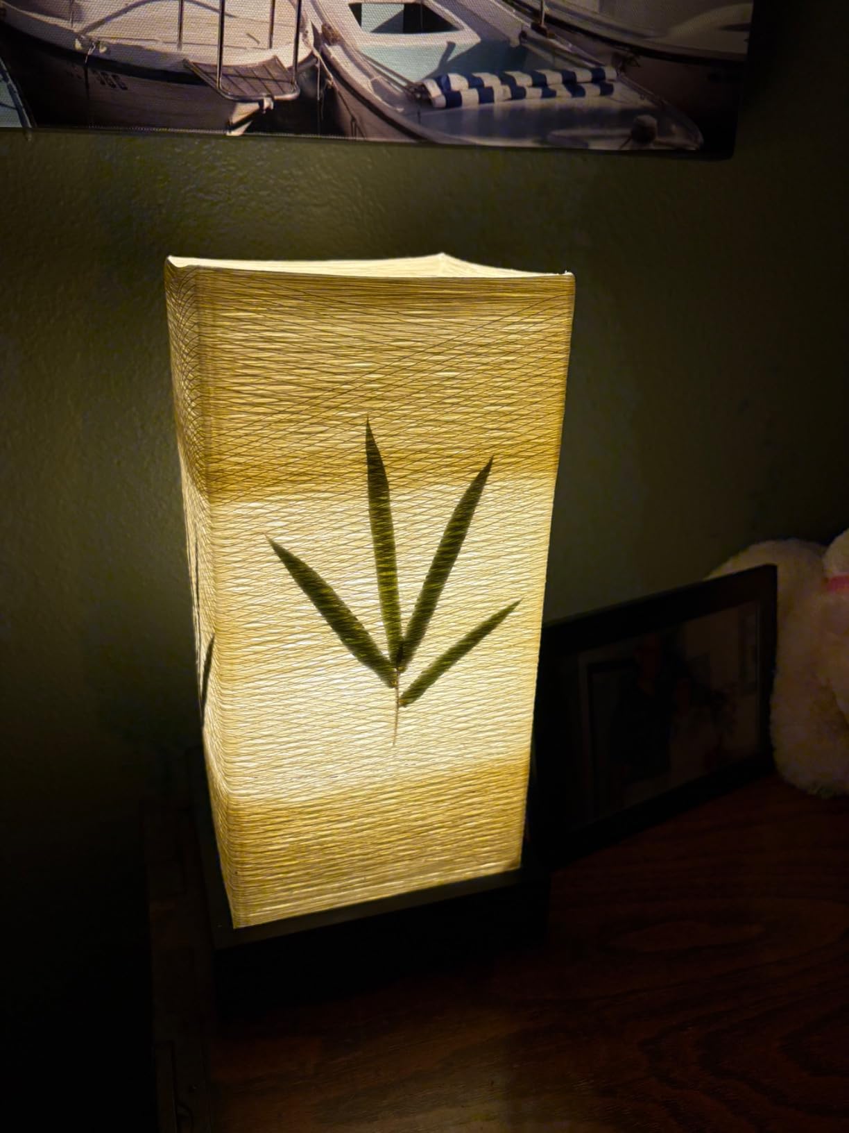 Japanese Lamp Lantern Asian - Table Lamp Japanese Decor Bamboo Lamp for Nightstand, Dresser, Living Room, Kids Room, Dorm, Office - Instructions + Lightbulb Included customer photo 2