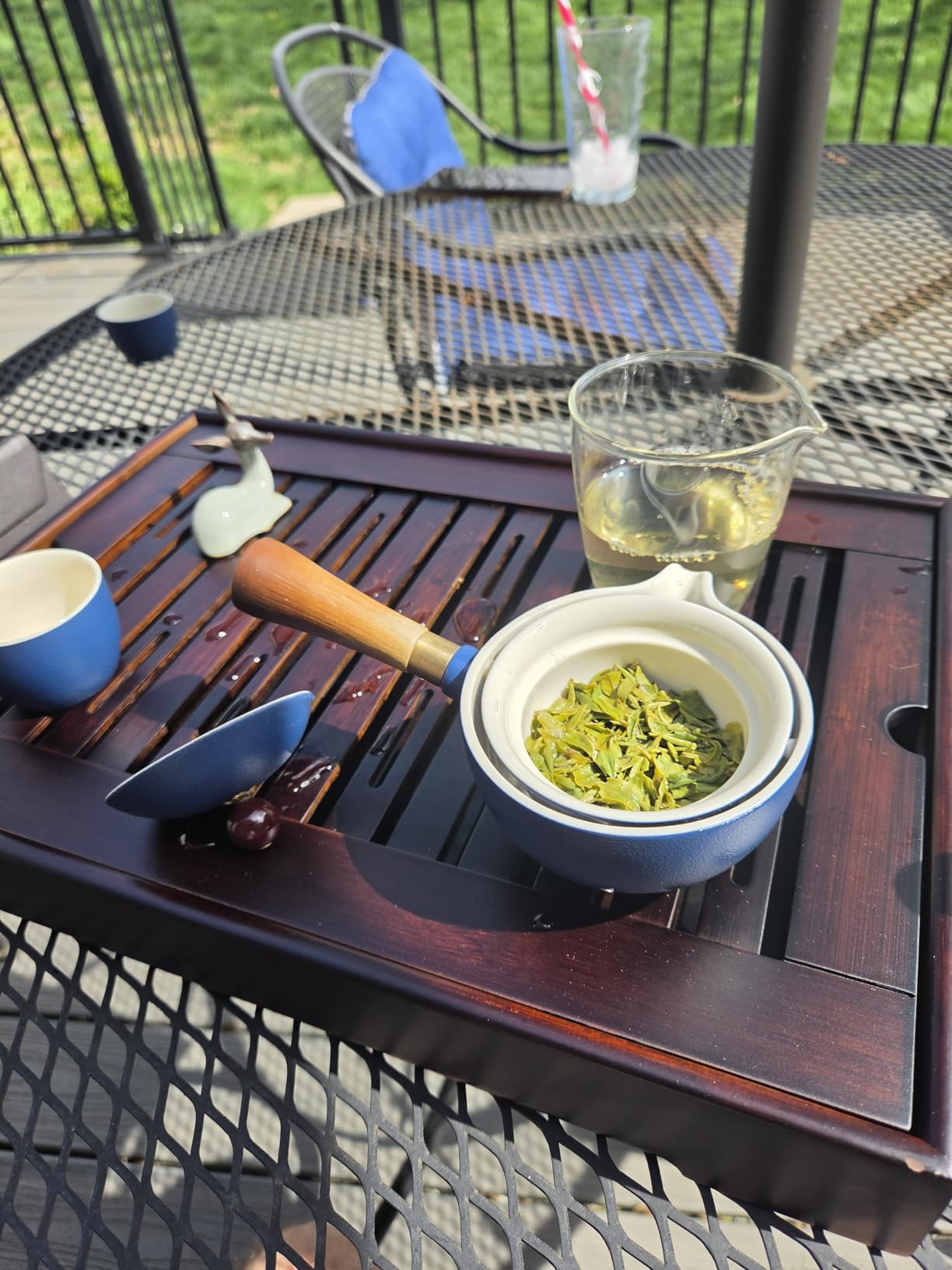 Mini Bamboo Chinese Tea Tray - 11 x 7 inch Japanese Tea Serving Tray, Small Gongfu Tea Table Set with Reservoir Type Water Storage Box (M) customer photo 1