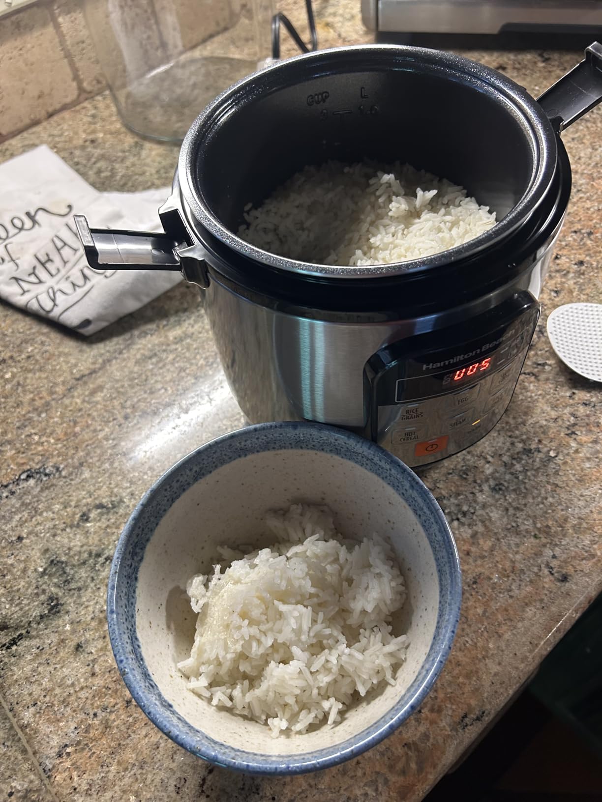 Hamilton Beach Digital Programmable Rice Cooker & Food Steamer, with Slow Hard-Boiled Egg Functions, Egg/Steam Tray, Small & Compact, 6 Cups Cooked (3 Uncooked), Stainless Steel (37524) customer photo 1