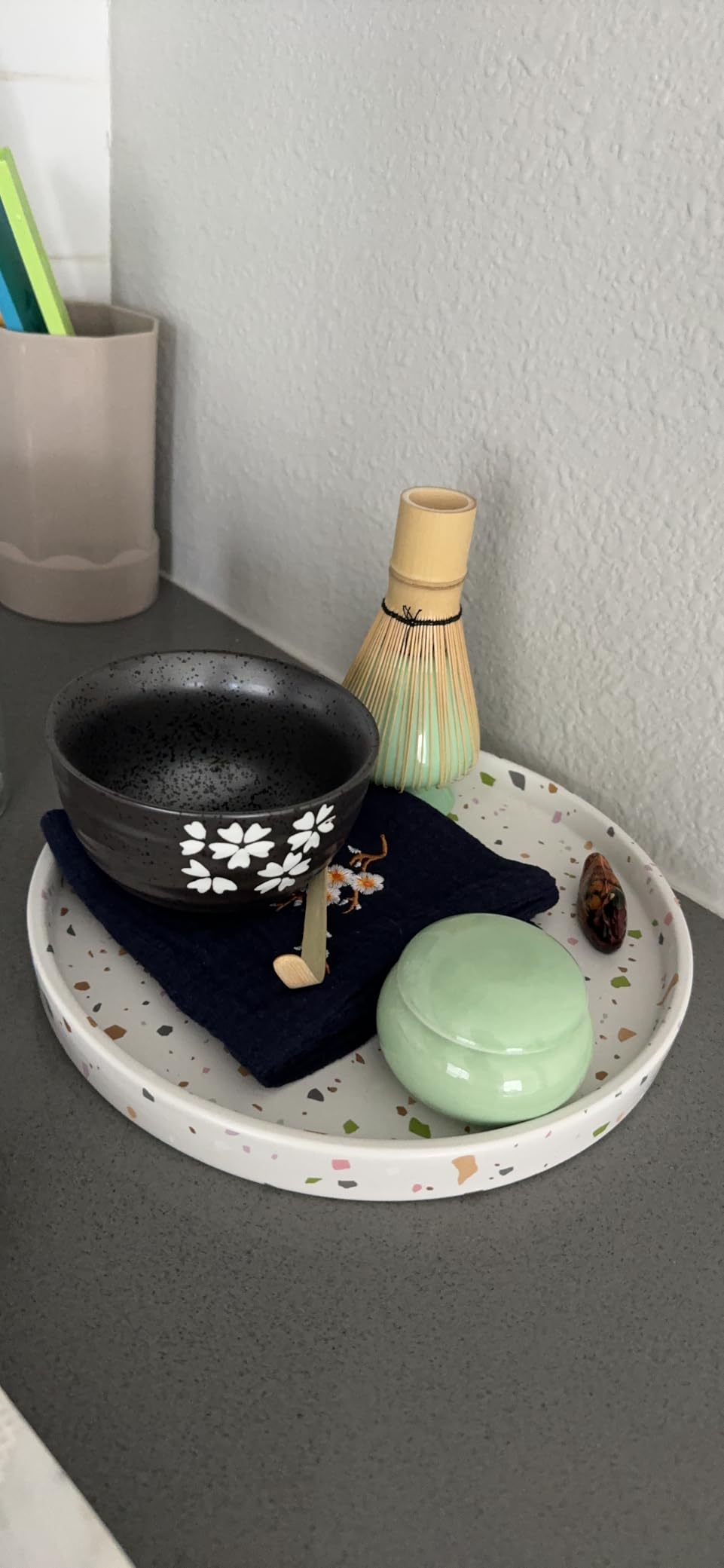 Artcome Traditional Japanese Matcha Tea Set, Matcha Whisk, Traditional Scoop, Matcha Bowl & Caddy, Ceramic Whisk Holder, Handmade Matcha Ceremony Kit (9Pcs) customer photo 2