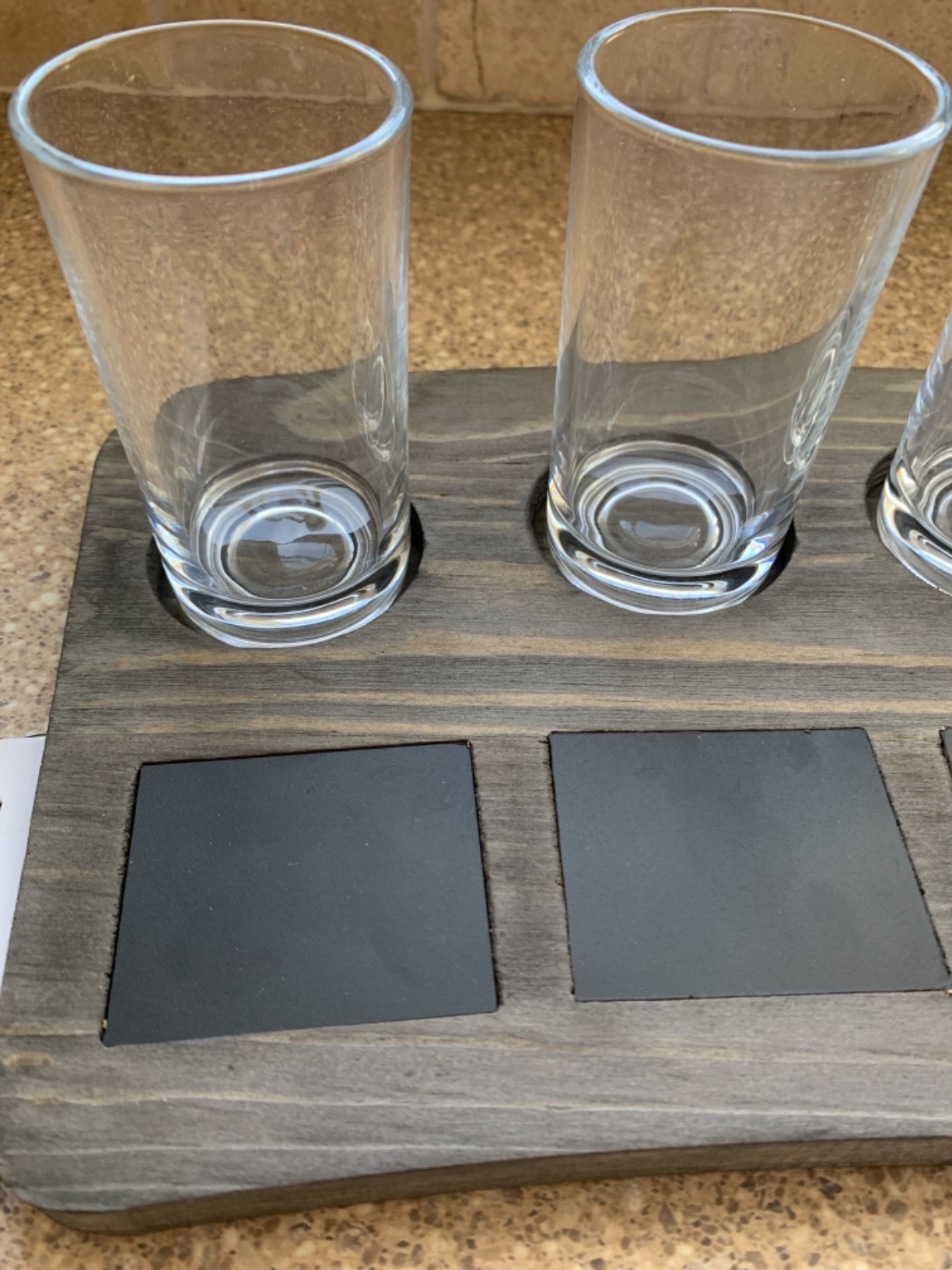 MyGift Beer Tasting Flight Sampler Set - Four 6 oz Pilsner Pub Glasses and Dark Brown Wood Serving Tray and Chalkboard Labels customer photo 2