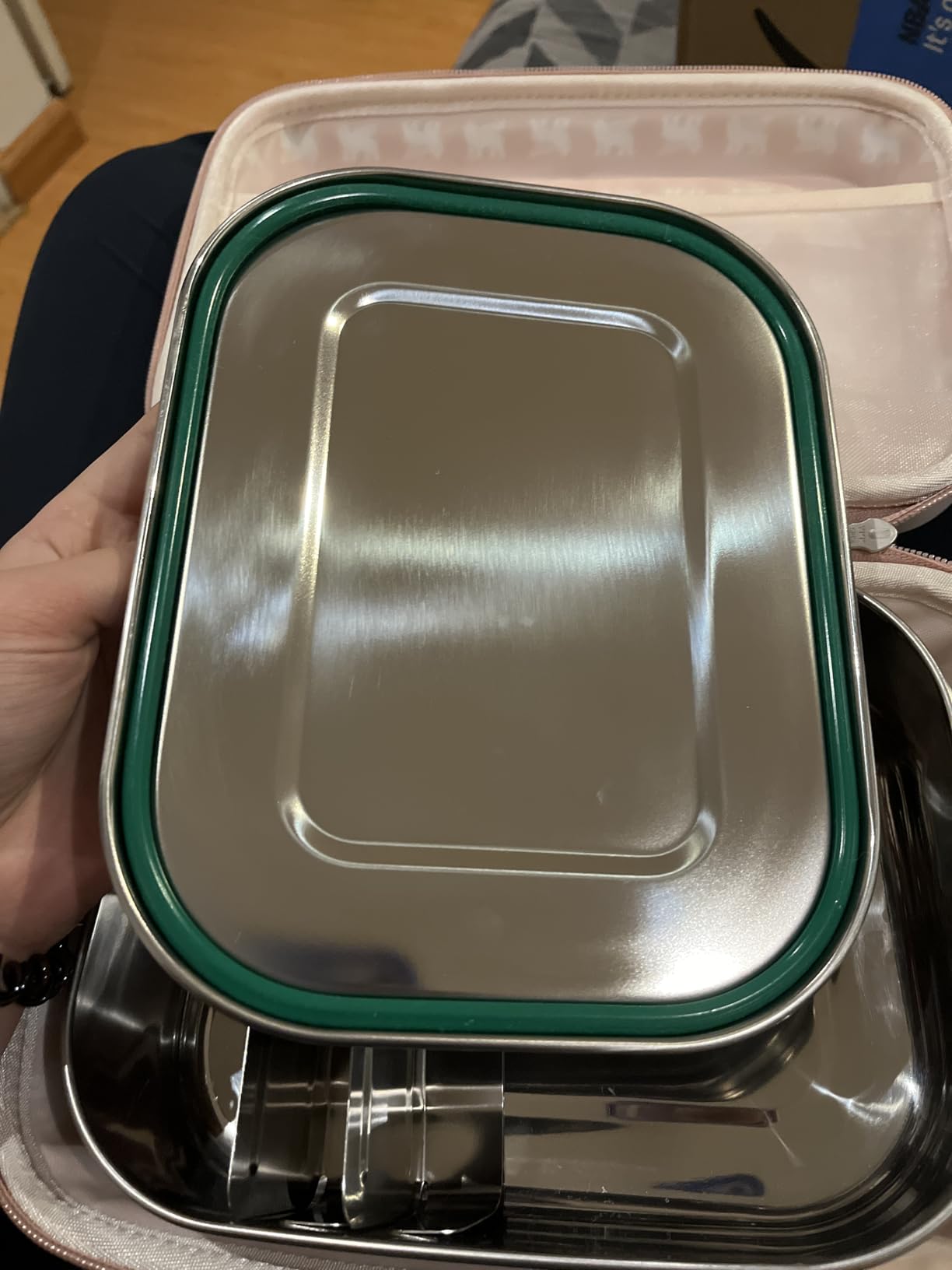 Blockhütte Stainless Steel Lunch Box for Adults | 40oz | with free Sealing | Metal Bento Box with 3 Compartments, Leak-Proof Lunch Container, Metal Food Storage for Travel, Work, Eco-Friendly customer photo 2