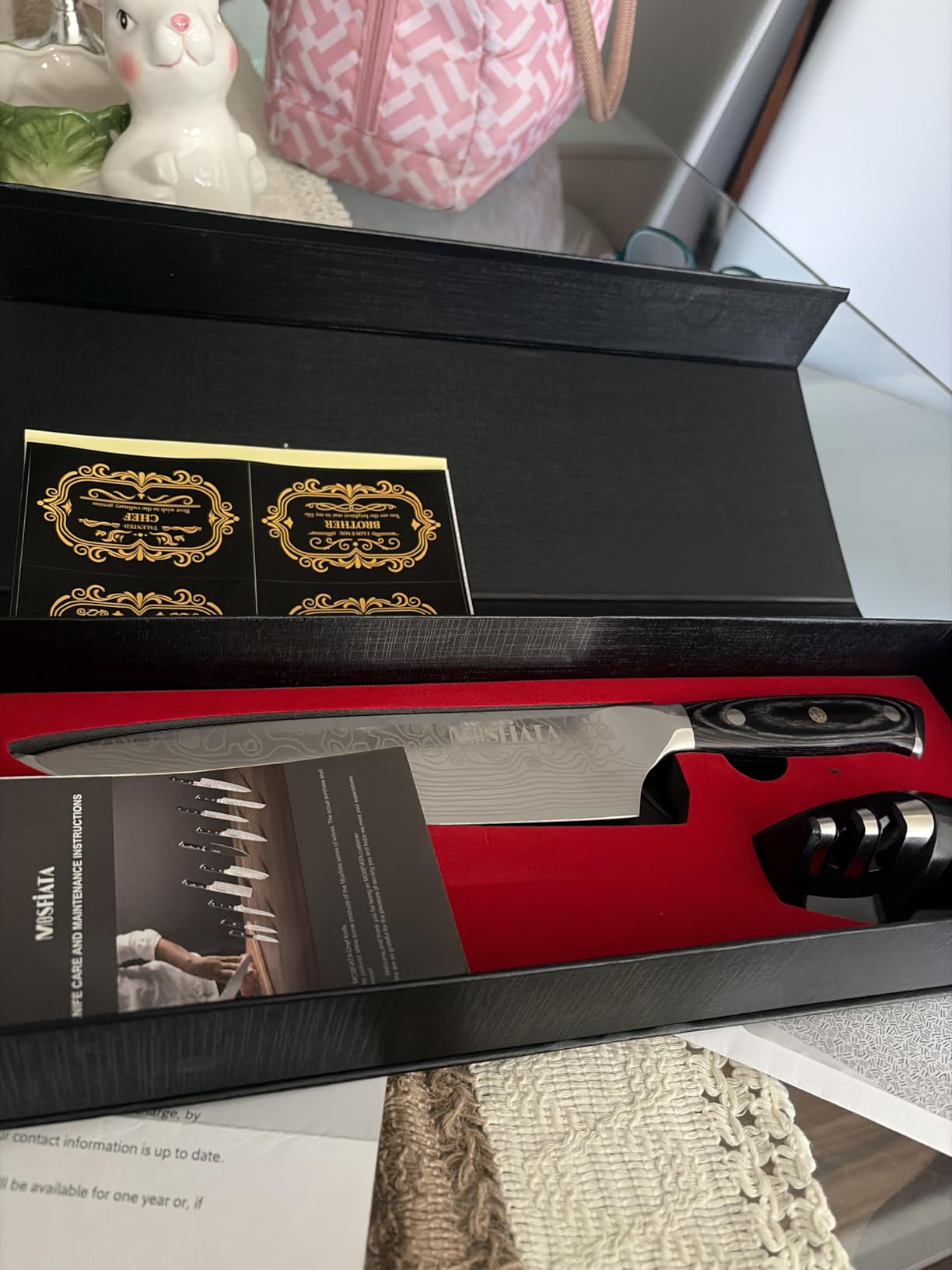 MOSFiATA Chef Knife 10 Inch Super Sharp Professional Kitchen Knife with Finger Guard in Gift Box, German High Carbon Stainless Steel EN.4116 Cooking Knife with Micarta Handle customer photo 1