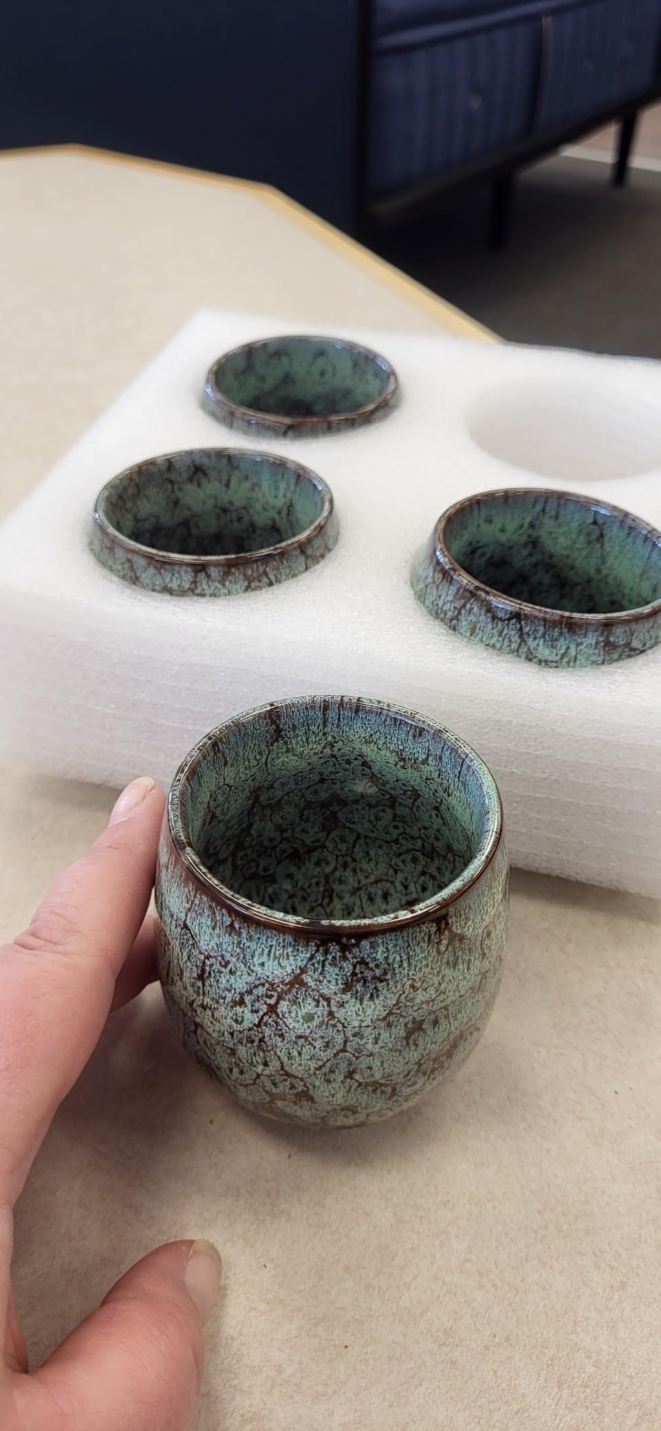 Jianzhan Ceramic Teacup, Kung Fu Tea Set, Coffee cup, Yerba Mate Set Ceramic Mate Cup Set of 4 (4 colors) customer photo 1