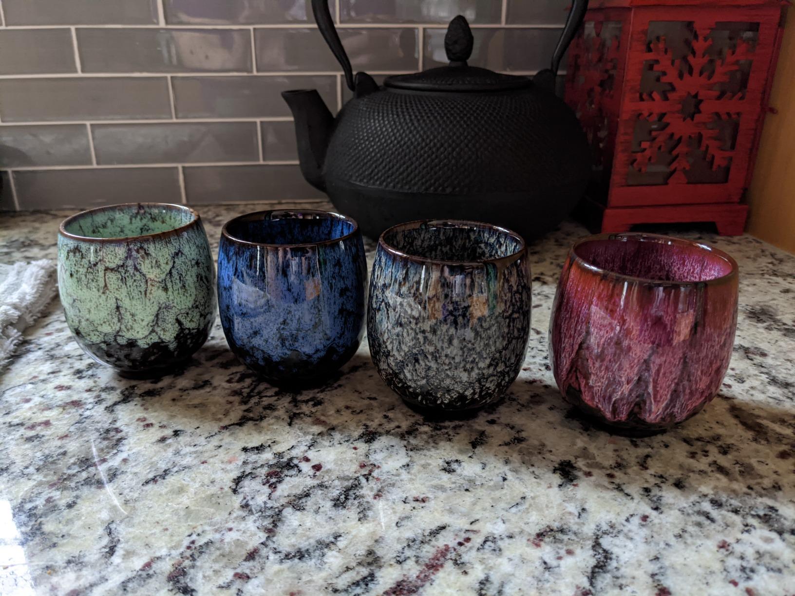 Jianzhan Ceramic Teacup, Kung Fu Tea Set, Coffee cup, Yerba Mate Set Ceramic Mate Cup Set of 4 (4 colors) customer photo 2