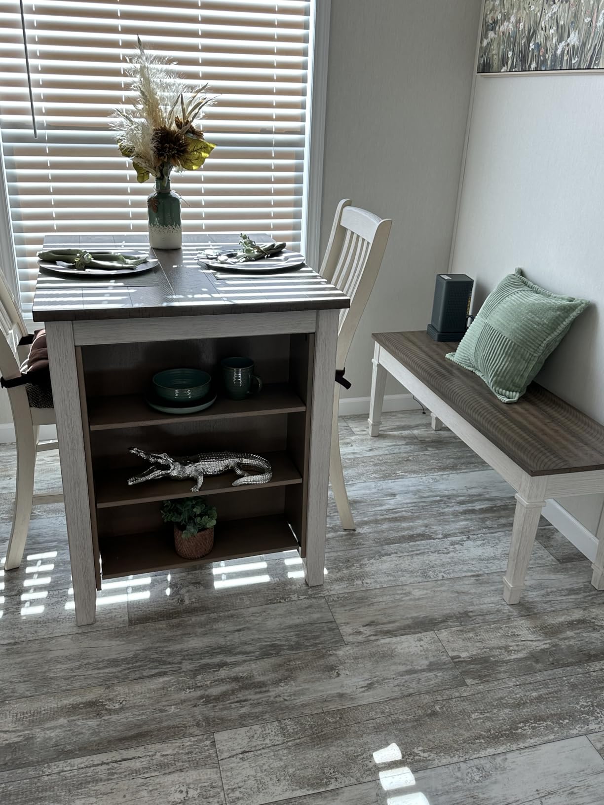 Signature Design by Ashley Skempton 3 Piece Counter Height Dining Set, Includes Table and 2 Barstools, Cushioned Seats, Wood, Whitewash customer photo 2