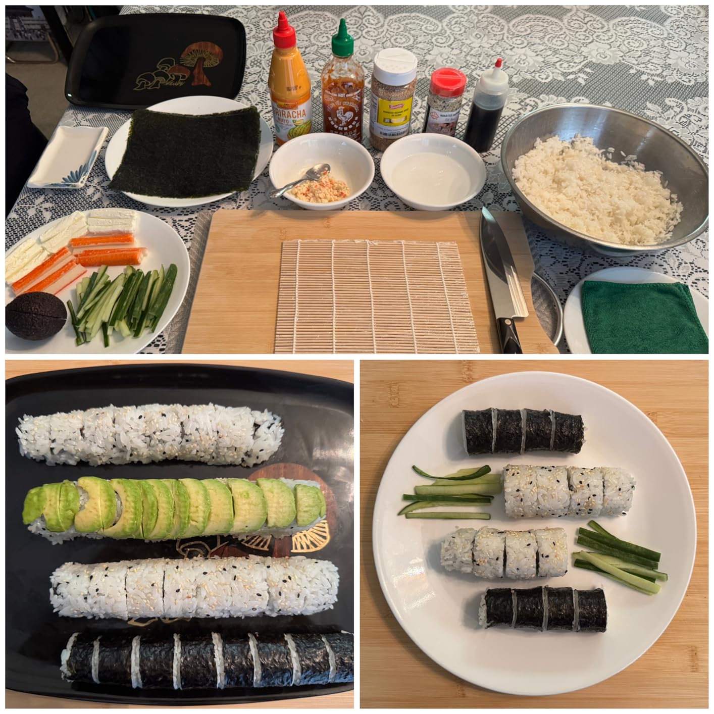 FUNGYAND Bamboo Sushi Rolling Mat with 2 Pairs of Chopsticks Natural Bamboo 9.5