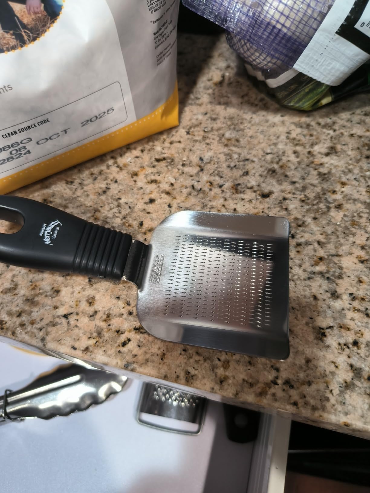 Japanese Grater with Handle for Wasabi, Radish, Garlic, Ginger, Apple, Stainless Steel (6.3