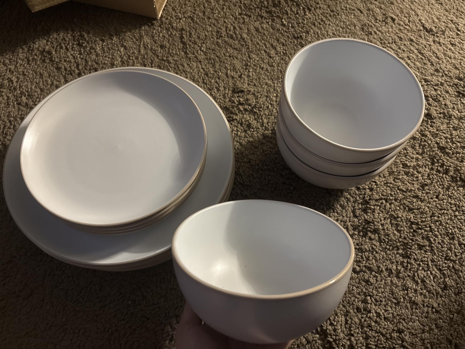 Gibson Home Rockaway 12-Piece Round Stoneware Dinnerware Set, Service for 4 - Cream Plates and Bowls, Modern Matte Finish, Microwave & Dishwasher Safe customer photo 2