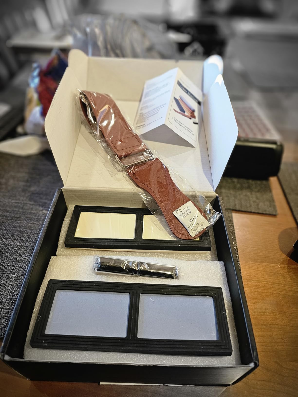 Intelitopia Complete Knife Sharpening Stone Set - Dual Grit Whetstone 400/1000 3000/8000 Knife Sharpener with Leather Strop, Flattening Stone, Bamboo Base, 3 Non-slip Rubber Bases & Angle Guide customer photo 1