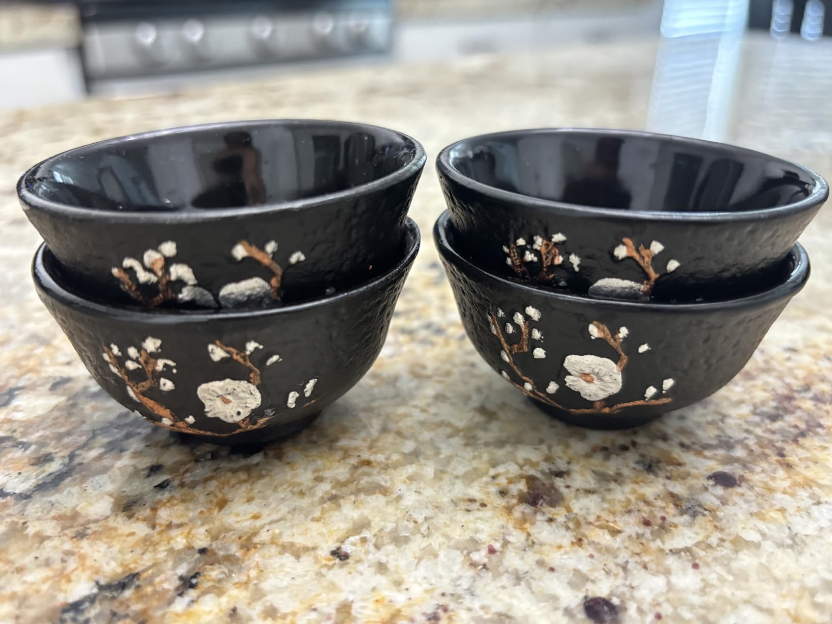 Japanese Style Cast Iron Teapot with 4 Tea Cups Trivet Tetsubin Tea Kettle with Infuser Chinese Tea Set for Adults Iron Tea Pots Black (Magpie and Plum Pattern) customer photo 1