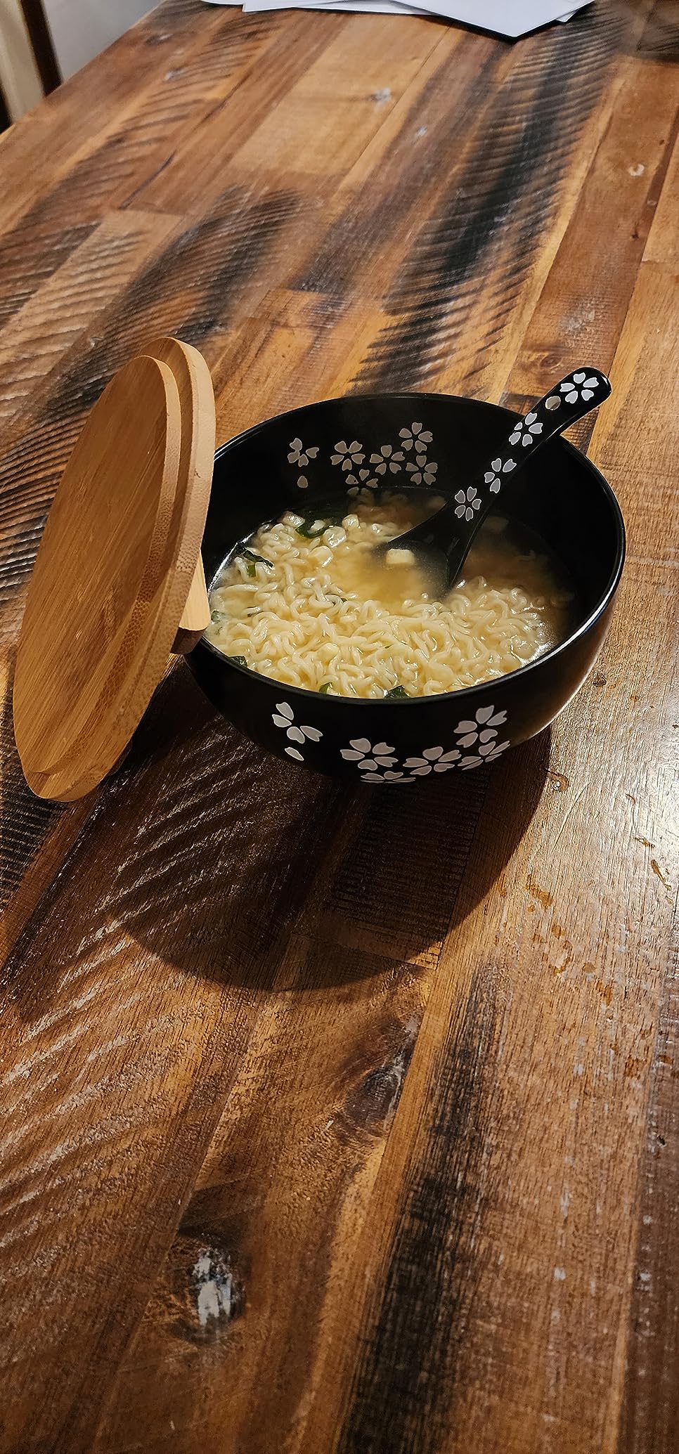 Japanese ramen noodle bowl black rice bowls with Lid Spoon ramen bowl noodle bowls with chopsticks customer photo 2