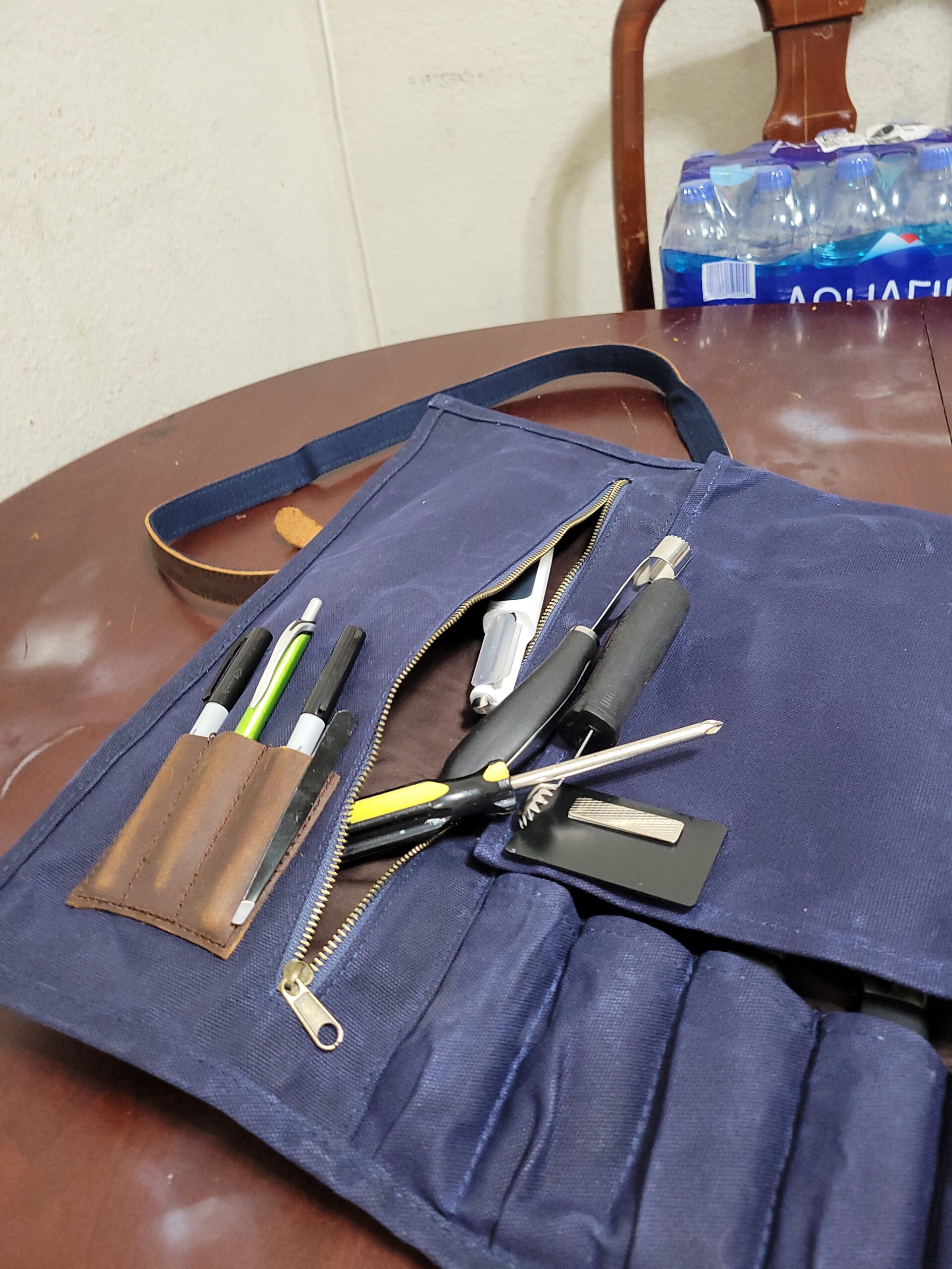 Asaya Waxed Canvas Knife Roll Bag - 15-Slot Chef Knife Bag with Leather Straps, Large Zippered Pocket and Card Holder - Carrying Case for Chefs and Culinary Students - Knives Not Included (Green) customer photo 2