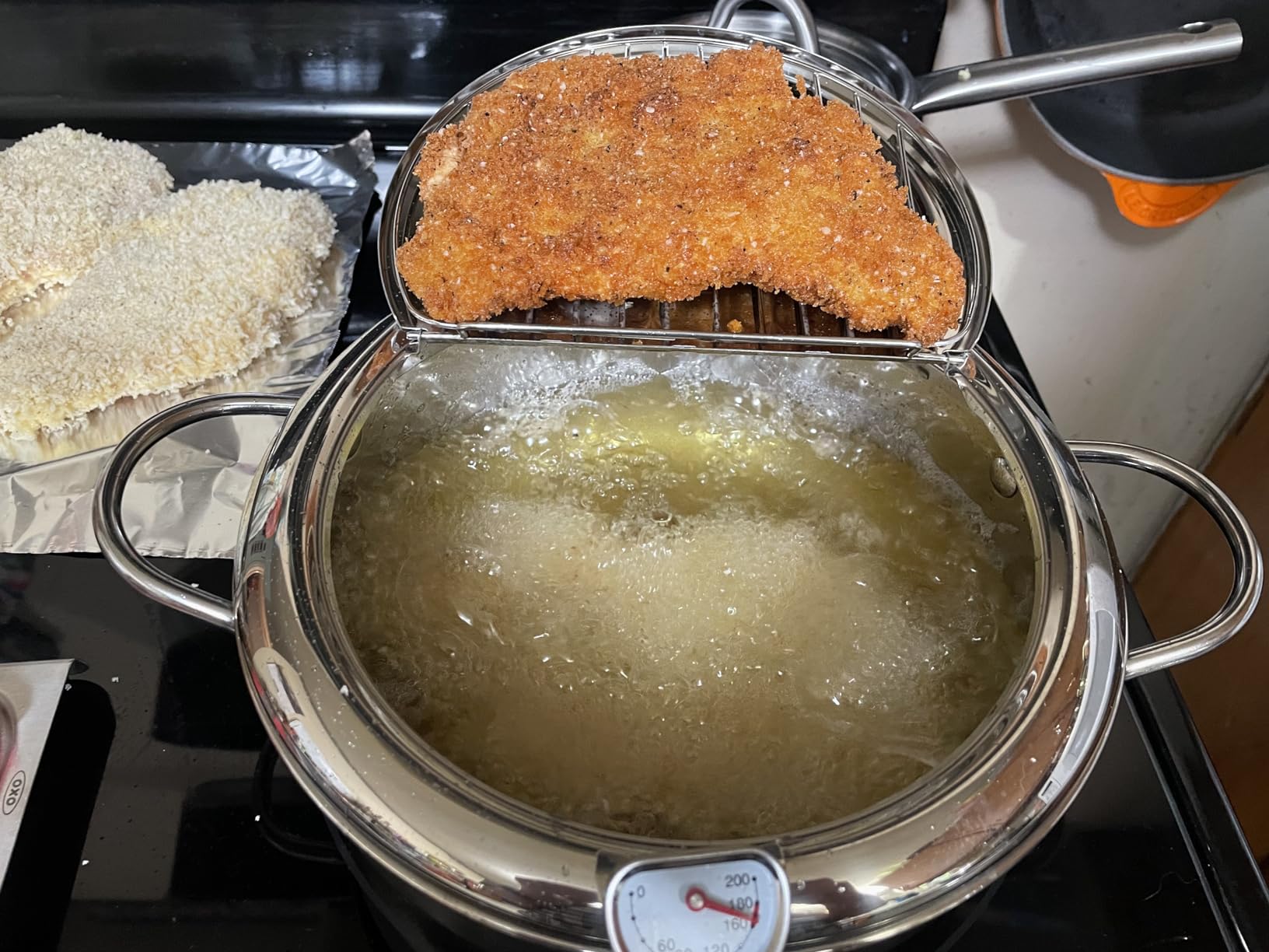 Deep Fryer Pot, Japanese Tempura Frying Pot 304 Stainless Steel Small Deep Fryer with Thermometer,Lid And Oil Drip Drainer Rack for French Fries Shrimp Chicken Wings and Shrimp (24cm/9.4inch) customer photo 1