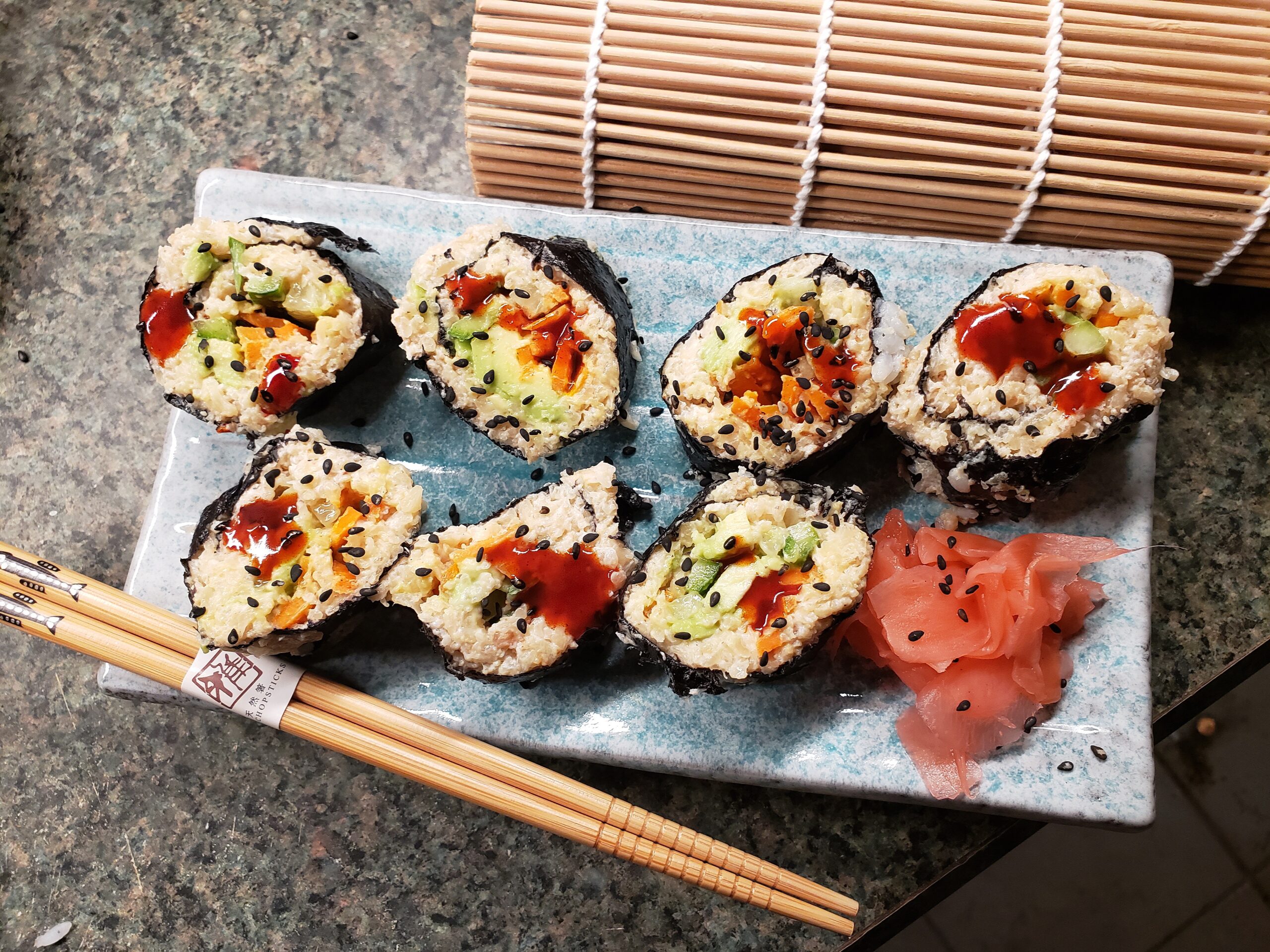 Uaral Sushi Plate Japanese Plates 8.5 inch Ceramic Sashimi Plate,4 Piece Rectangle Sushi Dishes(Light Blue) customer photo 1