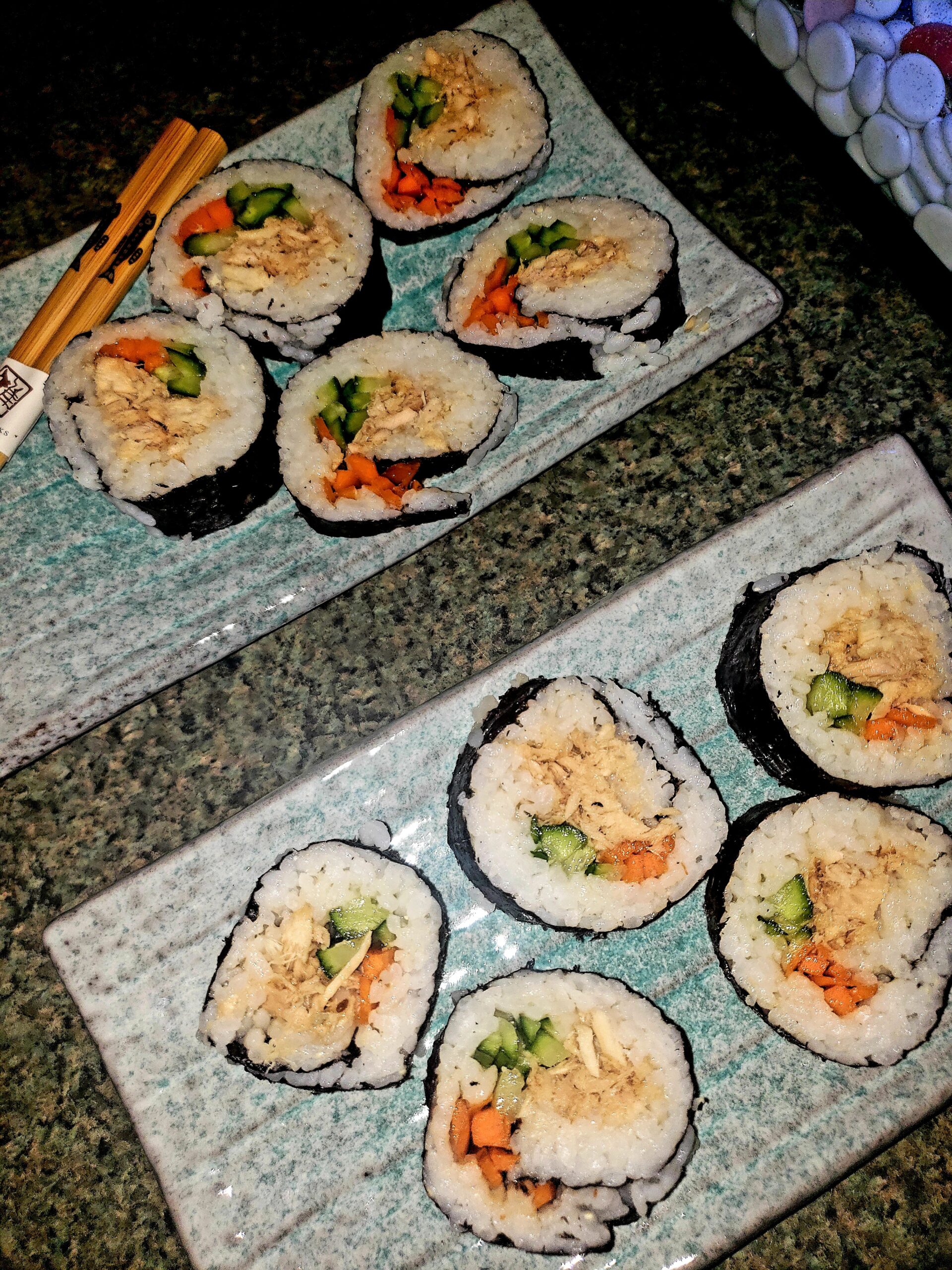 Uaral Sushi Plate Japanese Plates 8.5 inch Ceramic Sashimi Plate,4 Piece Rectangle Sushi Dishes(Light Blue) customer photo 2