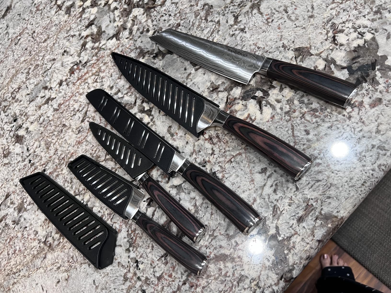 Professional Kitchen Knives High Carbon Stainless Steel Chef Knife Set, 3PCS Ultra Sharp Japanese Knife with Sheath, Ergonomic Pakkawood Handle Elegant Gift Box for Home or Restaurant customer photo 1