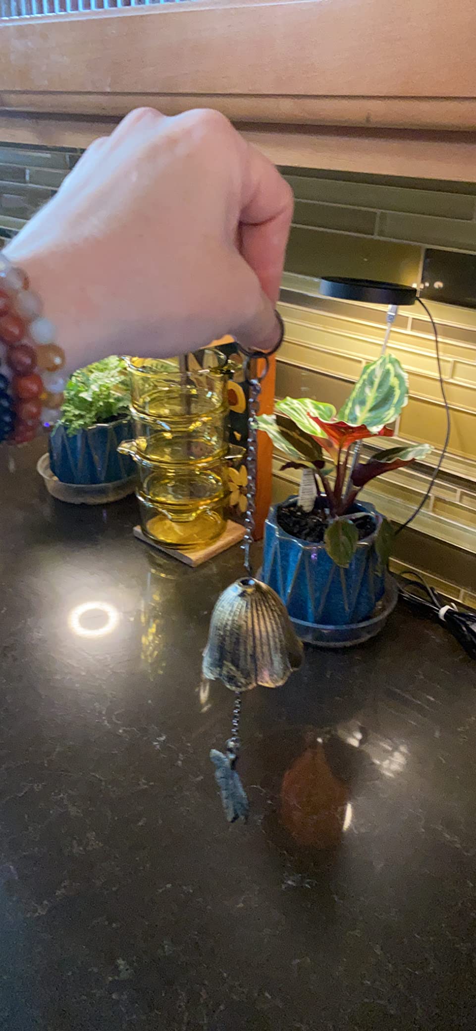 Japanese Traditional Lucky Small Wind Chimes for Outside, Iwachu Cast Iron Bless Temple Wind Bell Memorial and Sympathy Leaf Wind Chimes Indoor Garden Bell, Patio, Balcony (Maple Leaf) customer photo 2