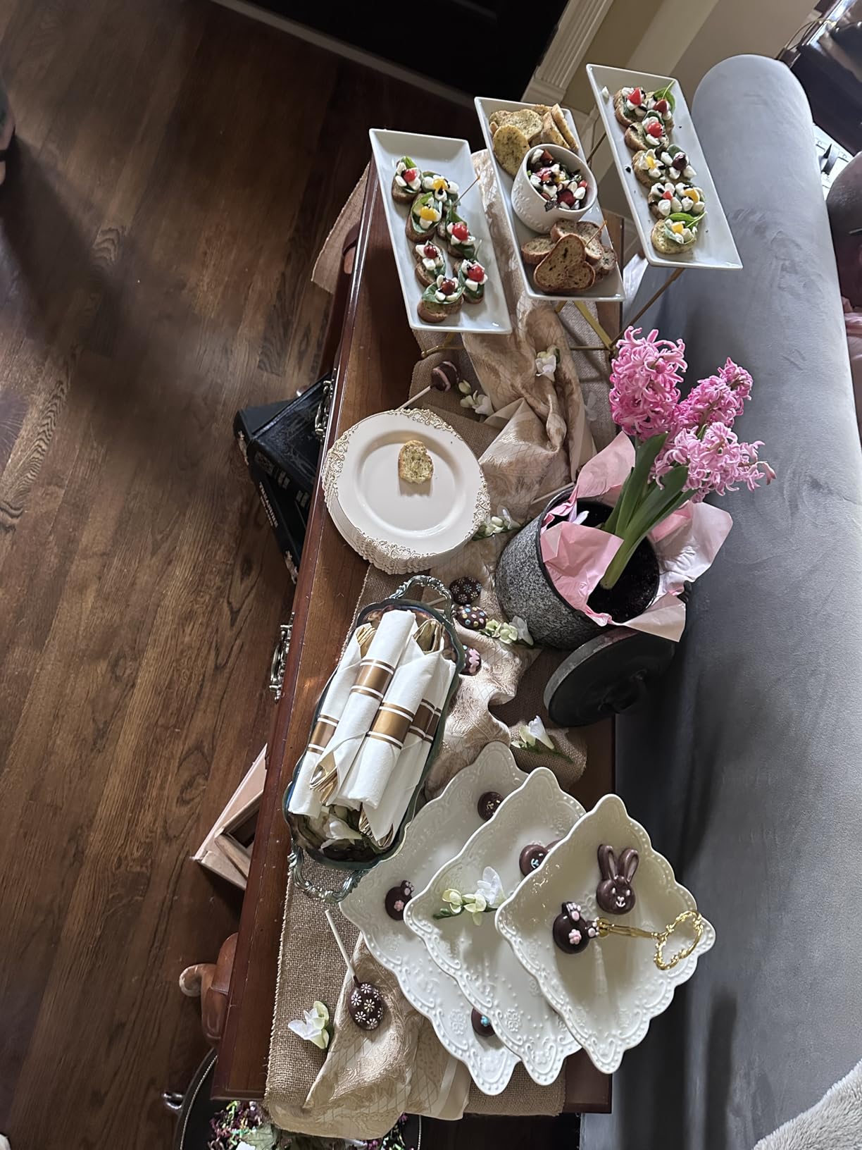 LAUCHUH 3 Tier Serving Tray, Porcelain Serving Platter Tier Serving Stand with Collapsible Sturdier Rack, Serving Trays and Platters Dessert Party Display Set for Mother's Day, Gold, 12 Inch customer photo 1