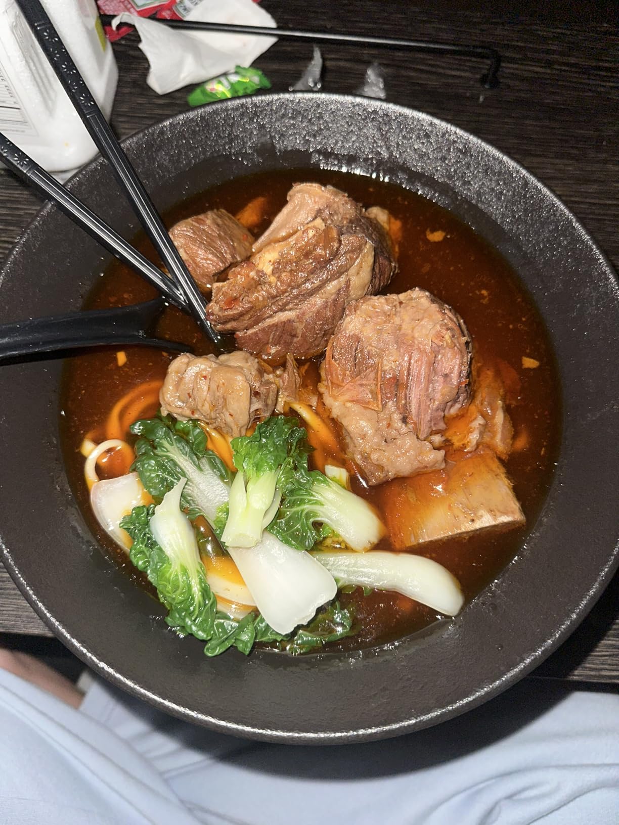 Lareina Ceramic Japanese Ramen Bowls, 2 Sets (6 Piece) 60 Ounce, Large Noodle Soup Bowl with Matching Chopsticks and Spoons for Asian Pho Udon Soba, Matting Black customer photo 1