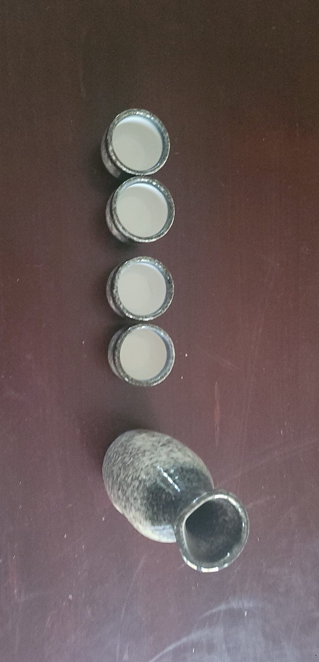 Japanese Sake Set Sake Cups Tokkuri Bottle 10oz 1PC and Ochoko Cups 1.7oz 4pcs Stoneware Uaral (Emerald Green) customer photo 2