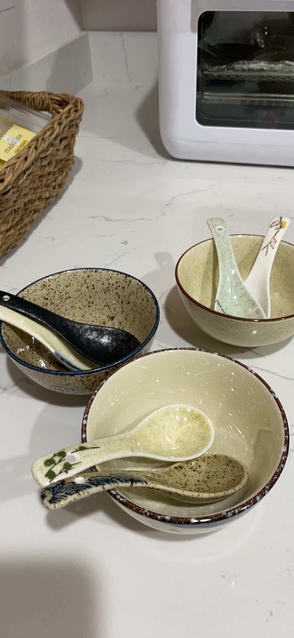 Rhymad 6 Pieces Japanese Retro Soup Spoons Ceramics Soup Japanese Style Rice Flatware Asian Chinese Serving Spoons Appetizers Tableware Meal Partner for Tasting customer photo 1
