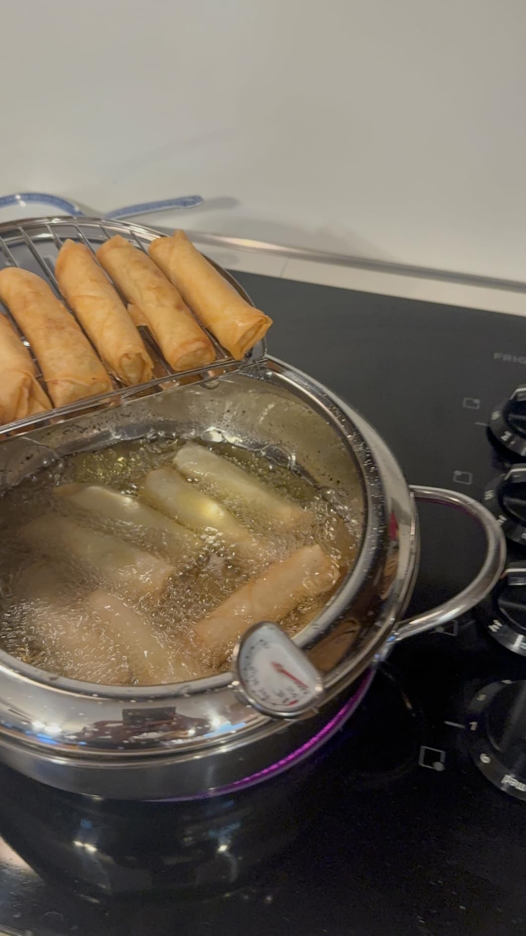 Deep Fryer Pot (°F), Japanese Tempura Small Deep Frying Pot with Fahrenheit Thermometer, 304 Stainless Steel Deep Fryer with Oil Draining Rack for Tempura chips, Fries, Fish, and Chicken customer photo 1