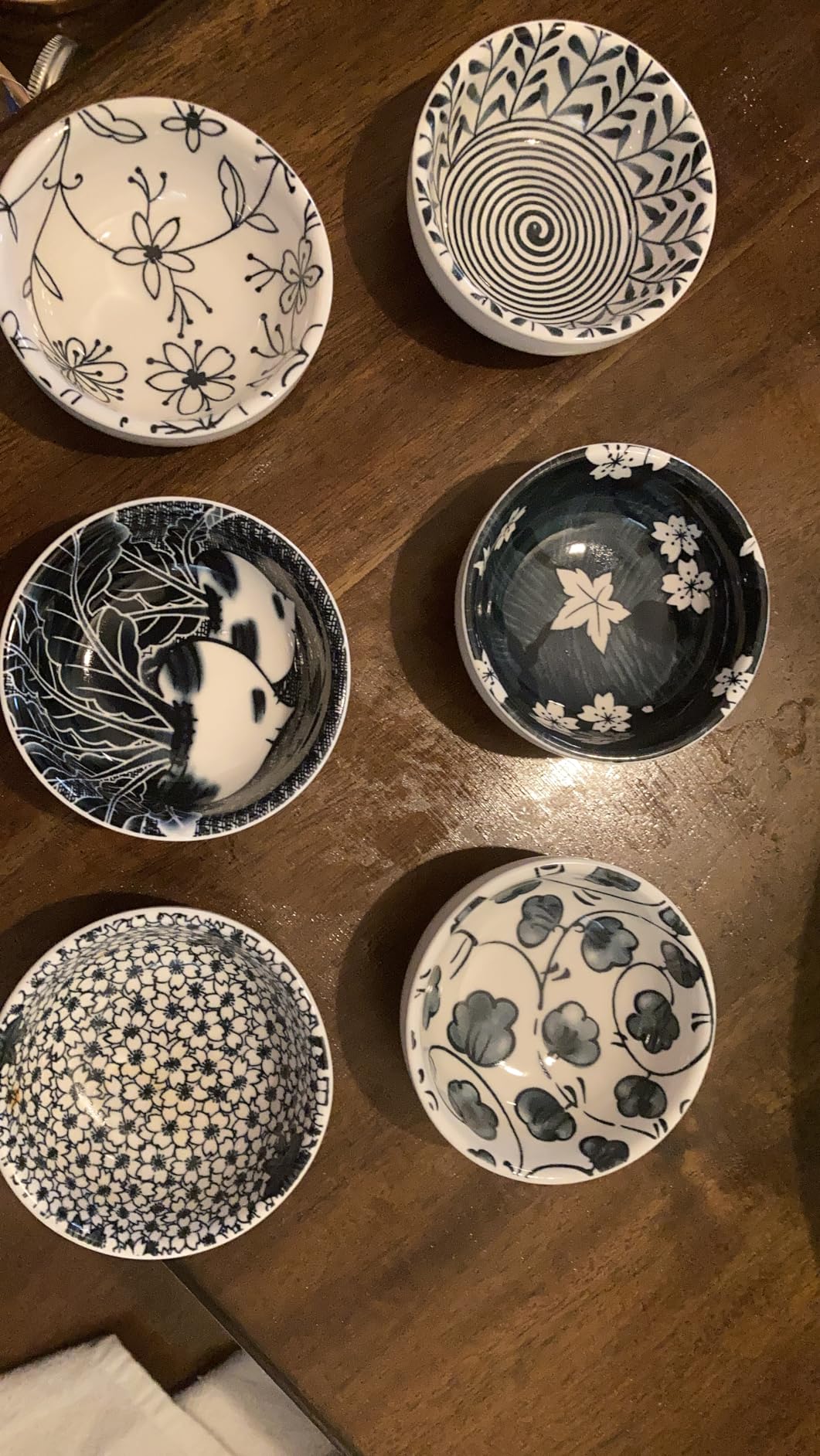 Japanese Style Ceramic Dipping Bowls,4'' Side Dishes Soy Sauce Dish for Sushi Dip,Snack,3 Oz Small Blue and White Pinch Bowl for Kitchen Prep - Set of 6 (4 inch) customer photo 1