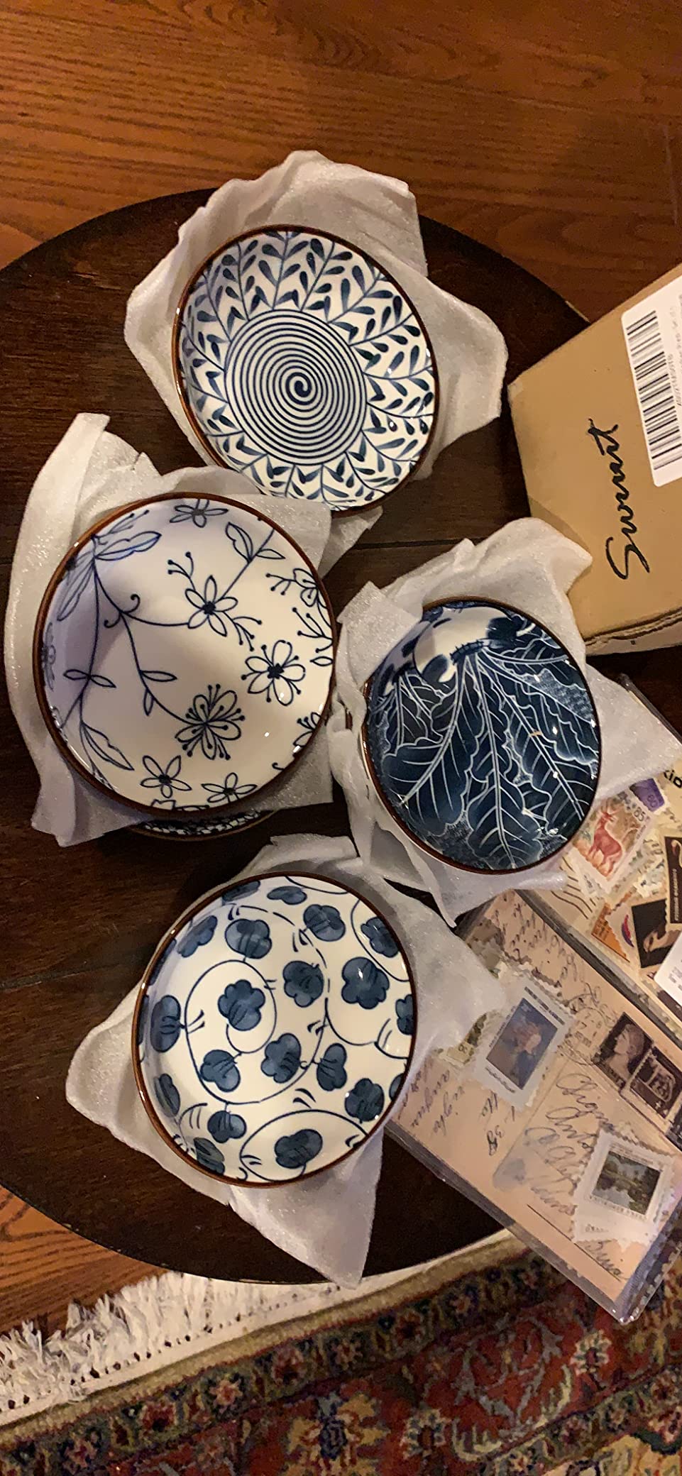 Japanese Style Ceramic Dipping Bowls,4'' Side Dishes Soy Sauce Dish for Sushi Dip,Snack,3 Oz Small Blue and White Pinch Bowl for Kitchen Prep - Set of 6 (4 inch) customer photo 2