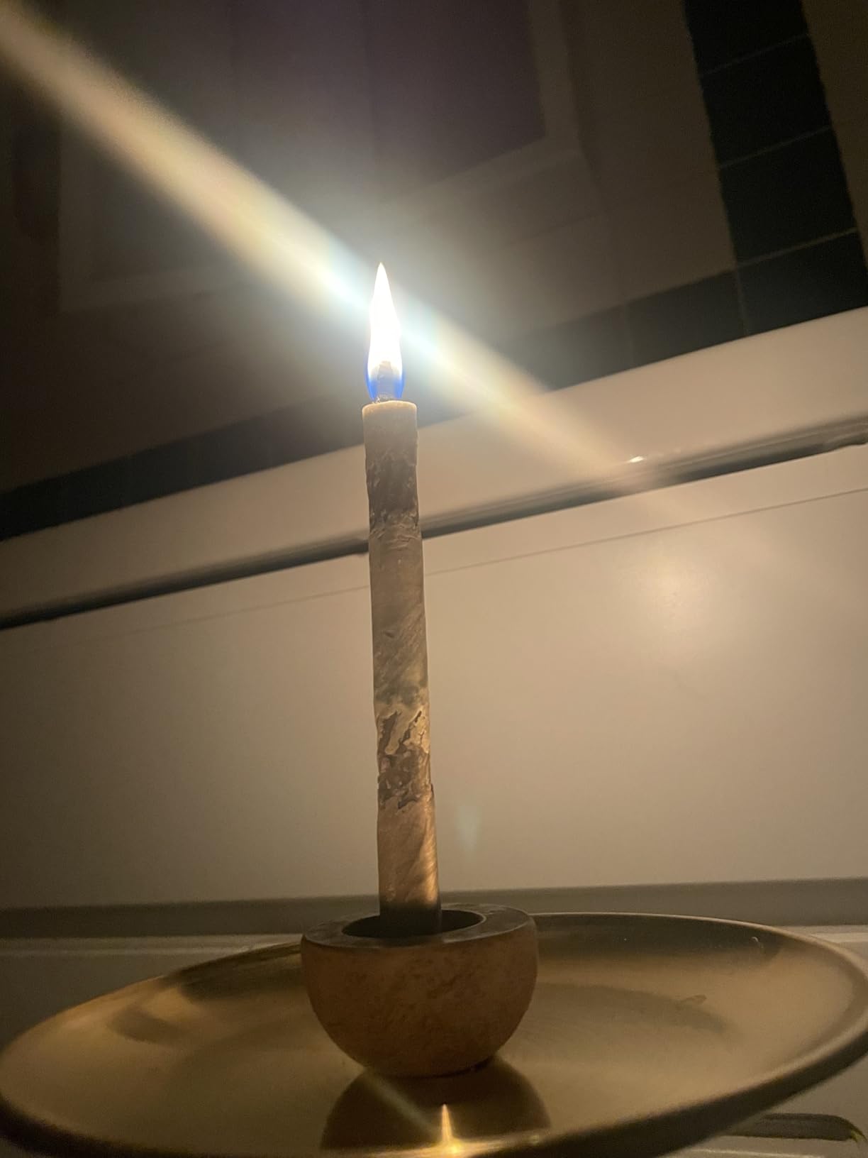 Clay Candle Stand, Unglazed, Handmade in Japan, Grey customer photo 1