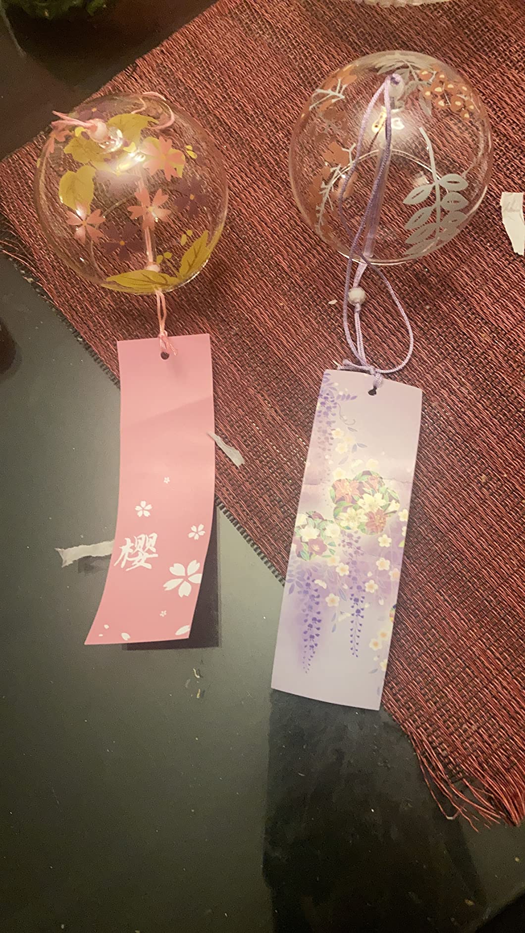 BENECREAT 3PCS Japanese Wind Chimes Pink Cherry/Red/Blue Glass Wind Bells Handmade Pendants for Birthday Gift, Home Wedding Party Decorations customer photo 2