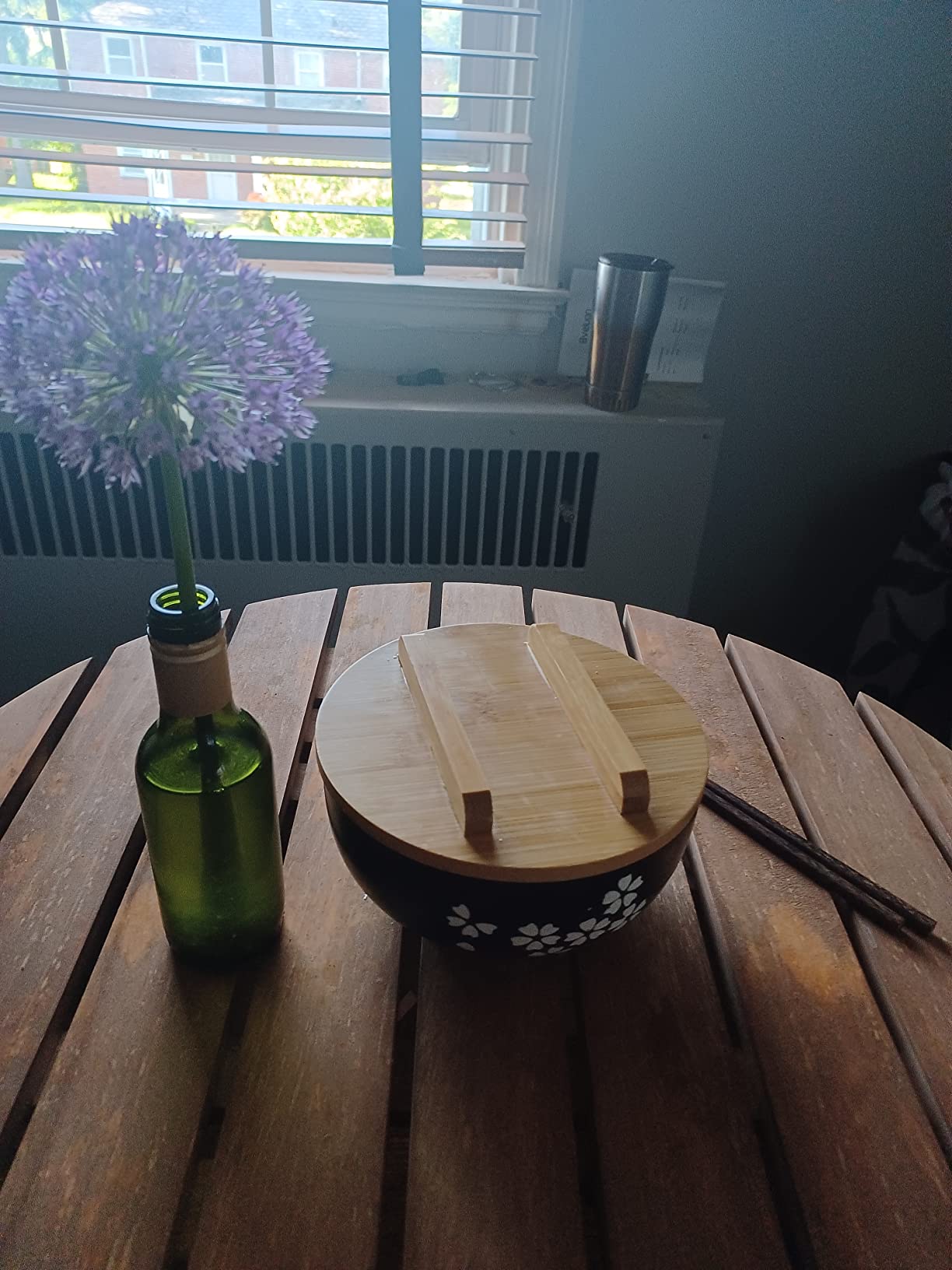 WHJY White Ceramic Bowl with Lid, Spoon, Chopsticks for Soup, Rice, Noodles. Japanese Traditional Style Tableware. customer photo 2
