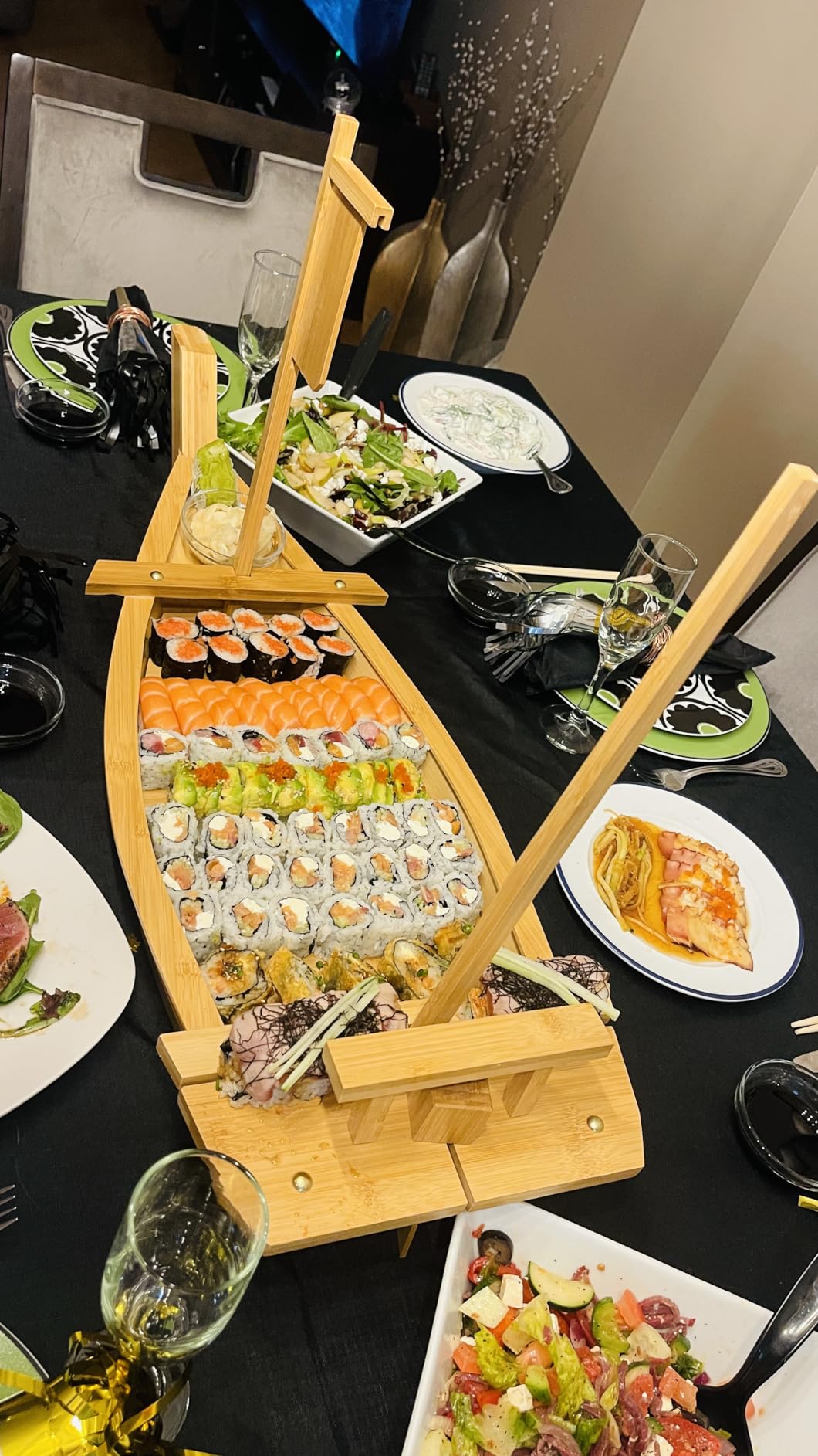 Wooden Sushi Boat Serving Tray, 31.5 inch Sushi Plate for Restaurant Plates Commercial, Extra Large Sushi Tray Serving Boat Plate for Restaurantware or Home customer photo 1