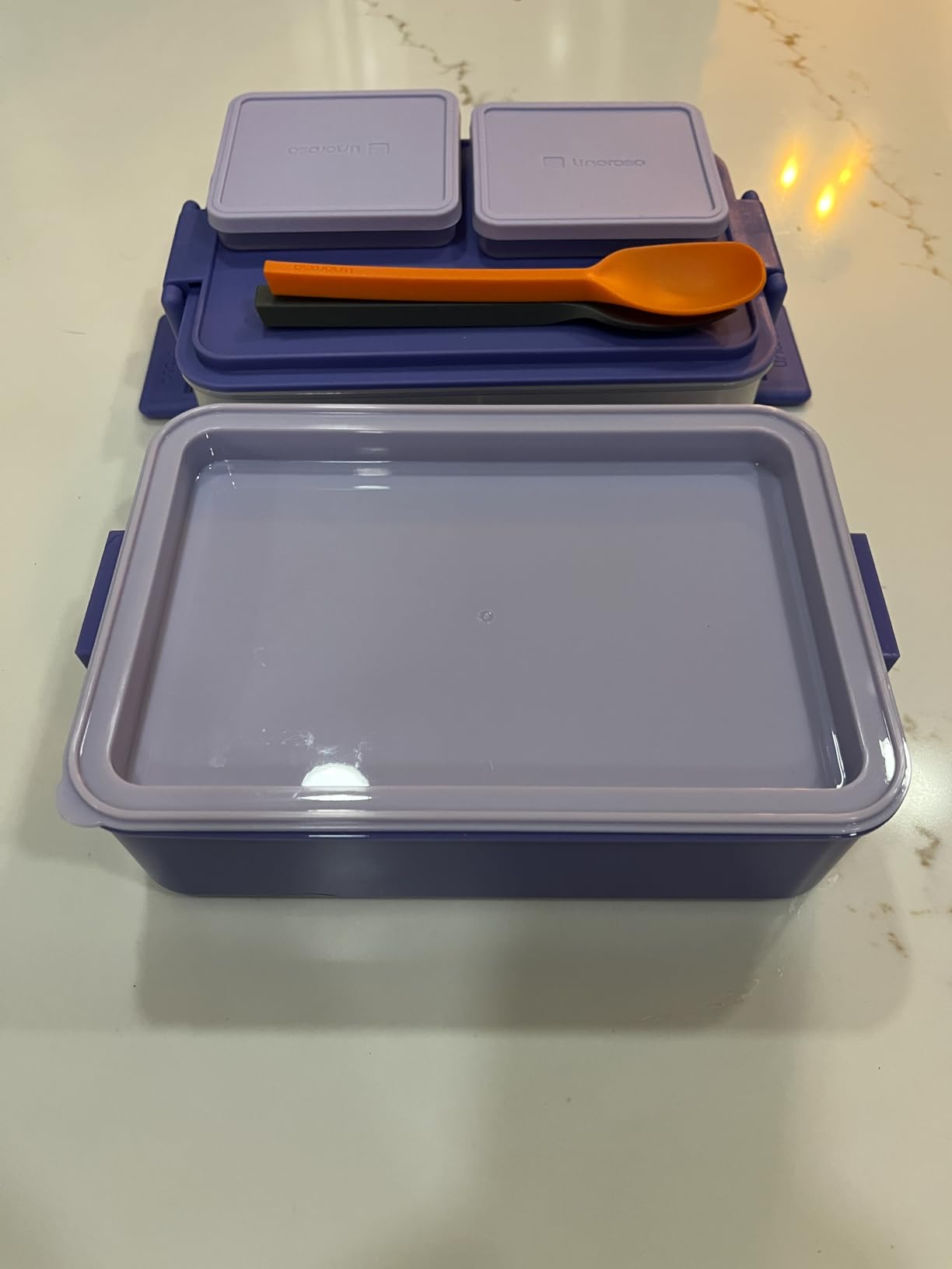 linoroso Stackable Bento Box Adult Lunch Box | Meet All You On-the-Go Needs for Food, Salad and Snack, Premium Bento Lunch Box for Adults Include Utensil Set, Dressing Containers - Ultimate Gray customer photo 2