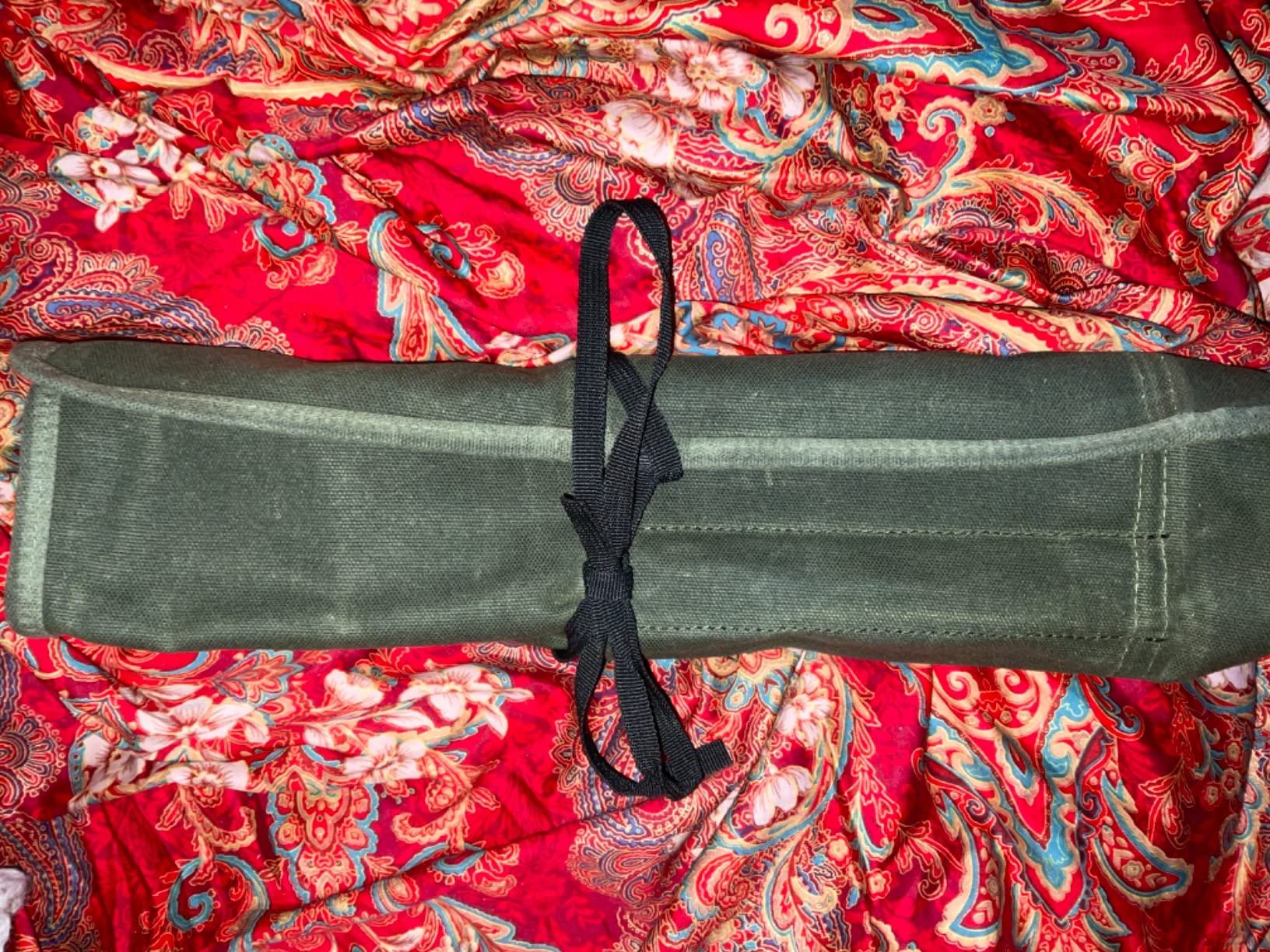 Knife Roll Bag, Chef's Knife Roll Bag, Heavy Duty Chef Knife Roll Bag with 6 Slots, Waxed Canvas Knife Bag Roll, Knife Pouch Holder for Home, Kitchen, Grill (green) customer photo 2