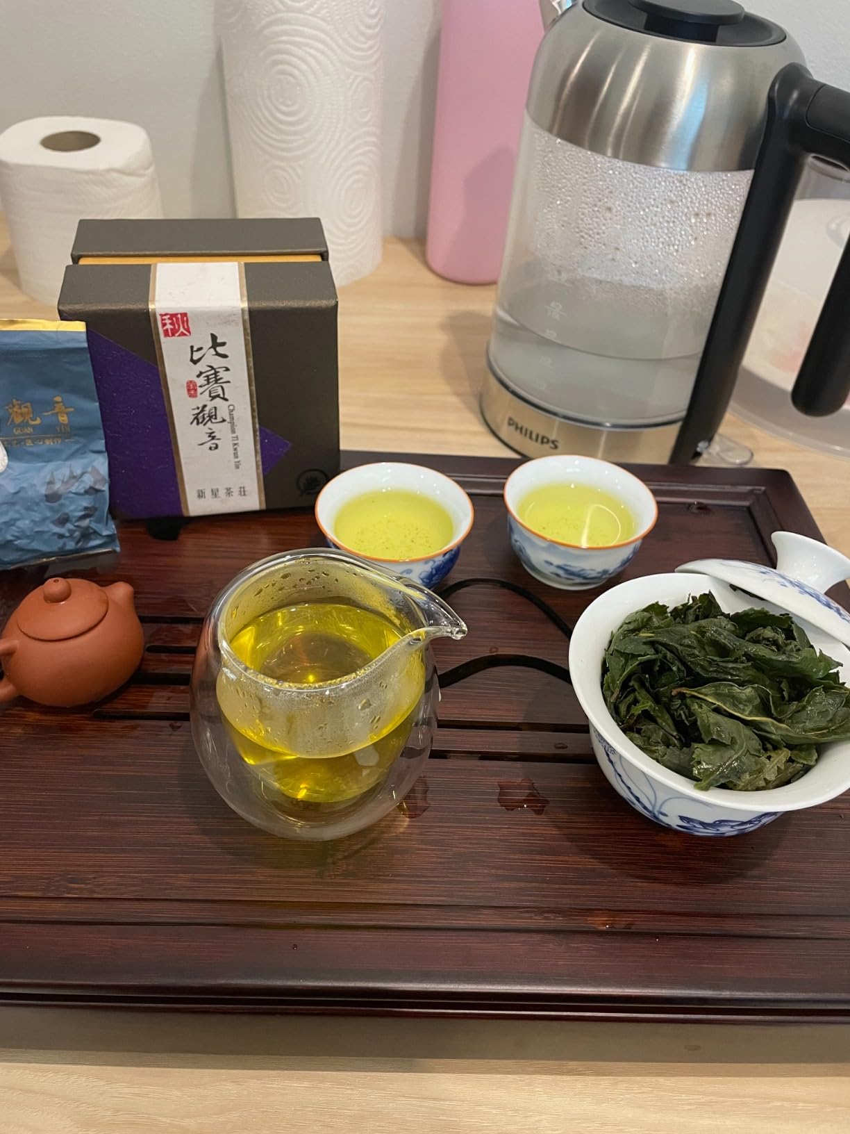 JIKUGO Seven Stars Bamboo Tea Tray 11.8x4.84x1.38in Gongfu Tea Tray Chinese Tea Set Japanese/Chinese Gongfu Tea Table Home Furnishing Serving Water Storage Bamboo Tea Table customer photo 2