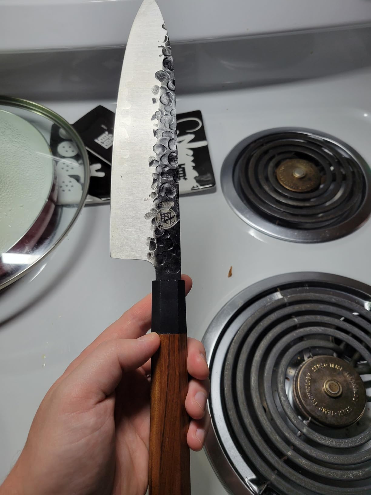 MITSUMOTO SAKARI 8 inch Gyuto Chef Knife, Japanese Hand Forged Kitchen Chef's Knives, 3-Layer 9CR18MOV High Carbon Steel, Rosewood Handle & Sandalwood Box customer photo 1