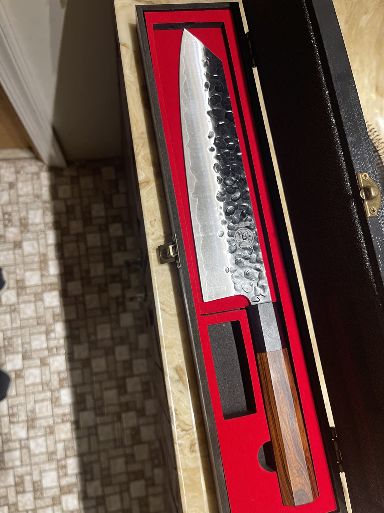 MITSUMOTO SAKARI Kiritsuke Chef Knife 9 inch - Hand Forged Japanese Kitchen Knives, 3-Layer 9CR18MOV High Carbon Steel, Rosewood Handle & Sandalwood Box customer photo 2