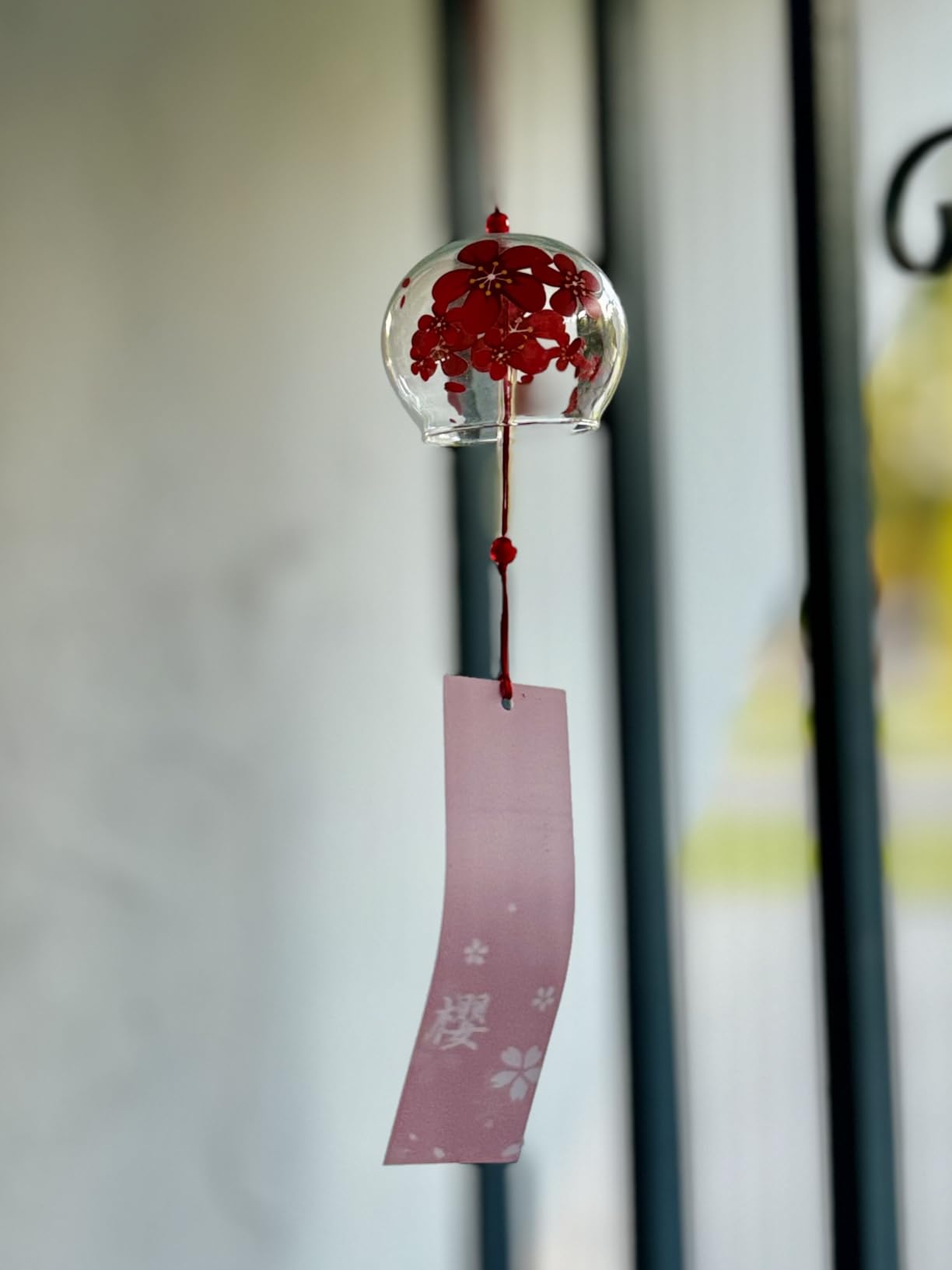 Japanese Wind Chimes, Set of 3 Glass Windchime Wind Bells Flower Painted Pattern, Garden Patio Hanging Decoration customer photo 2
