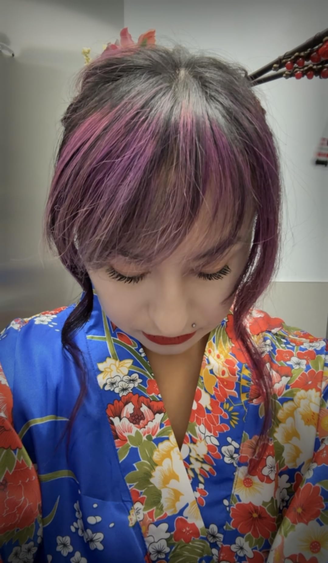 Japanese Anime Women's Kimono Robe Geisha Yukata Sweet Dress Blossom Satin Bathrobe Sleepwear Fans Tabi Socks Set customer photo 2