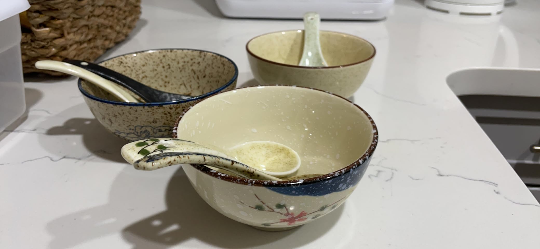WHJY 4.5 inch Set in 4 Retro Chinese Japanese Creative Hand-painted Floral Cereal Ceramic Soup Rice Bowl customer photo 1