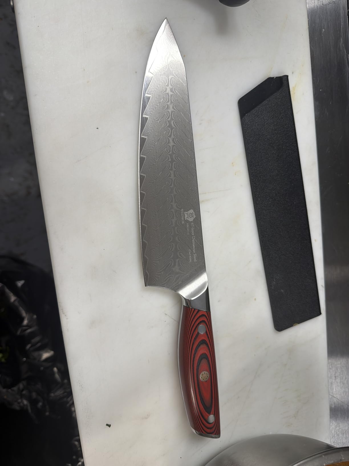 WILDMOK Chef Knife,8 inch Damascus Japanese kitchen knives,VG10 Steel&Resin Handle Chef Knife,Hammered Finish chef's knives,Japanese damascus knife Including Gift Box customer photo 1