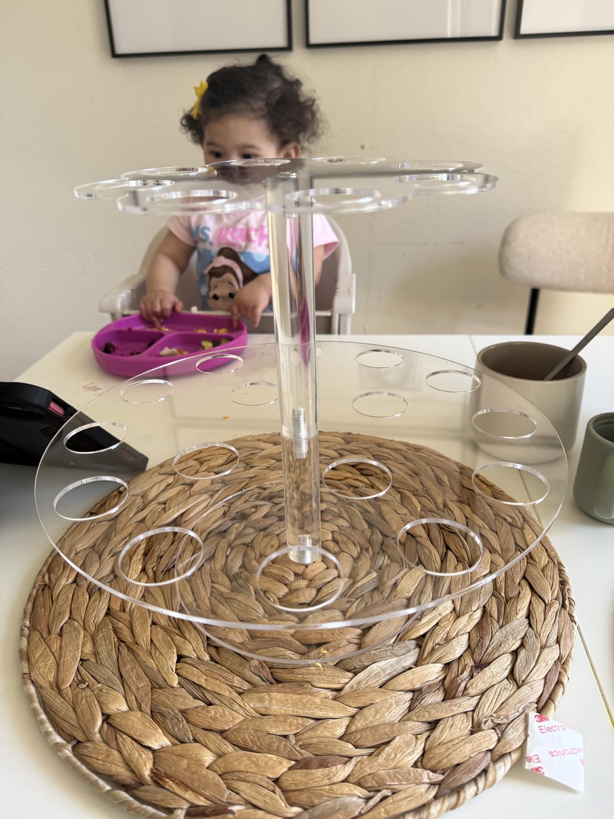 Hacaroa Acrylic Ice Cream Cone Holder, 24 Holes Waffle Sushi Hand Roll Stand Double Layer Cone Display Stand, Clear Food Display Stand Rack for Birthday Parties, Weddings, Christmas, Flower Shape customer photo 2